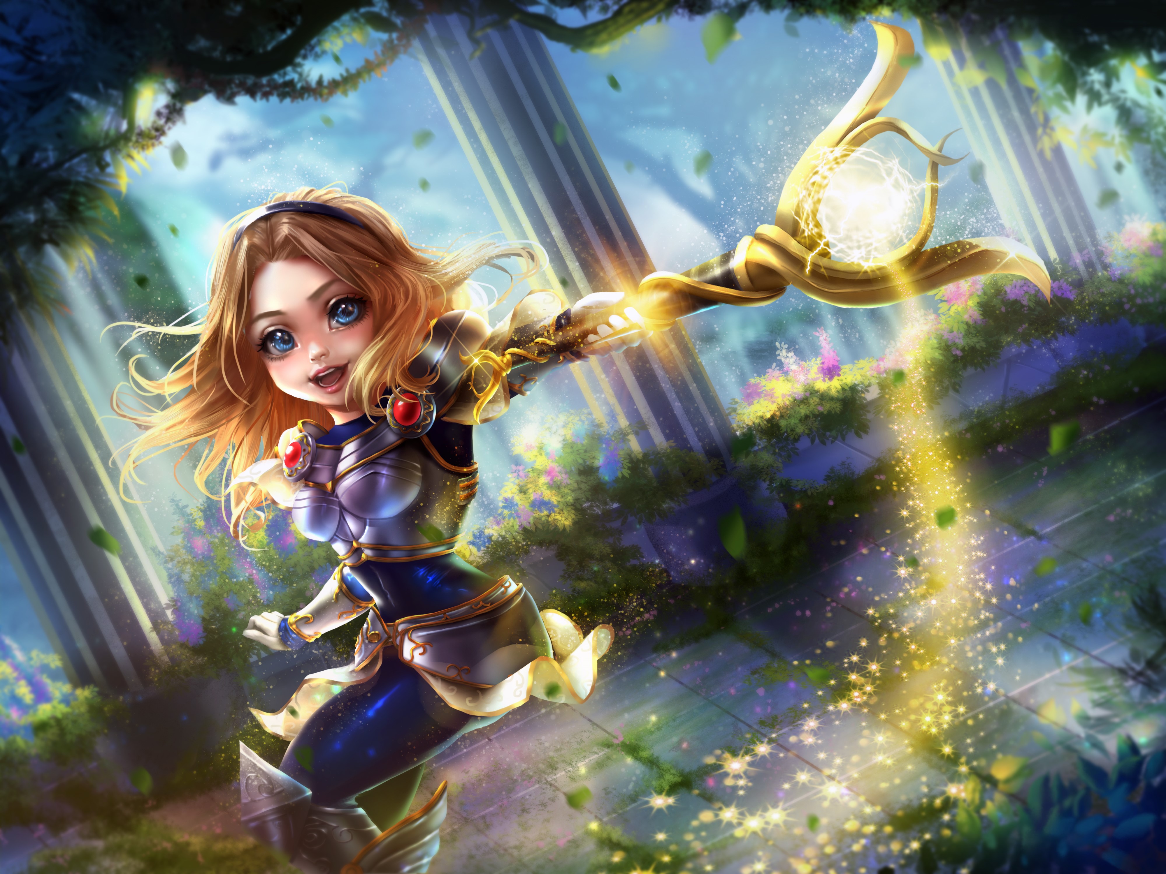 Chibi Lux from League of Legends with Mage Staff HD Wallpaper