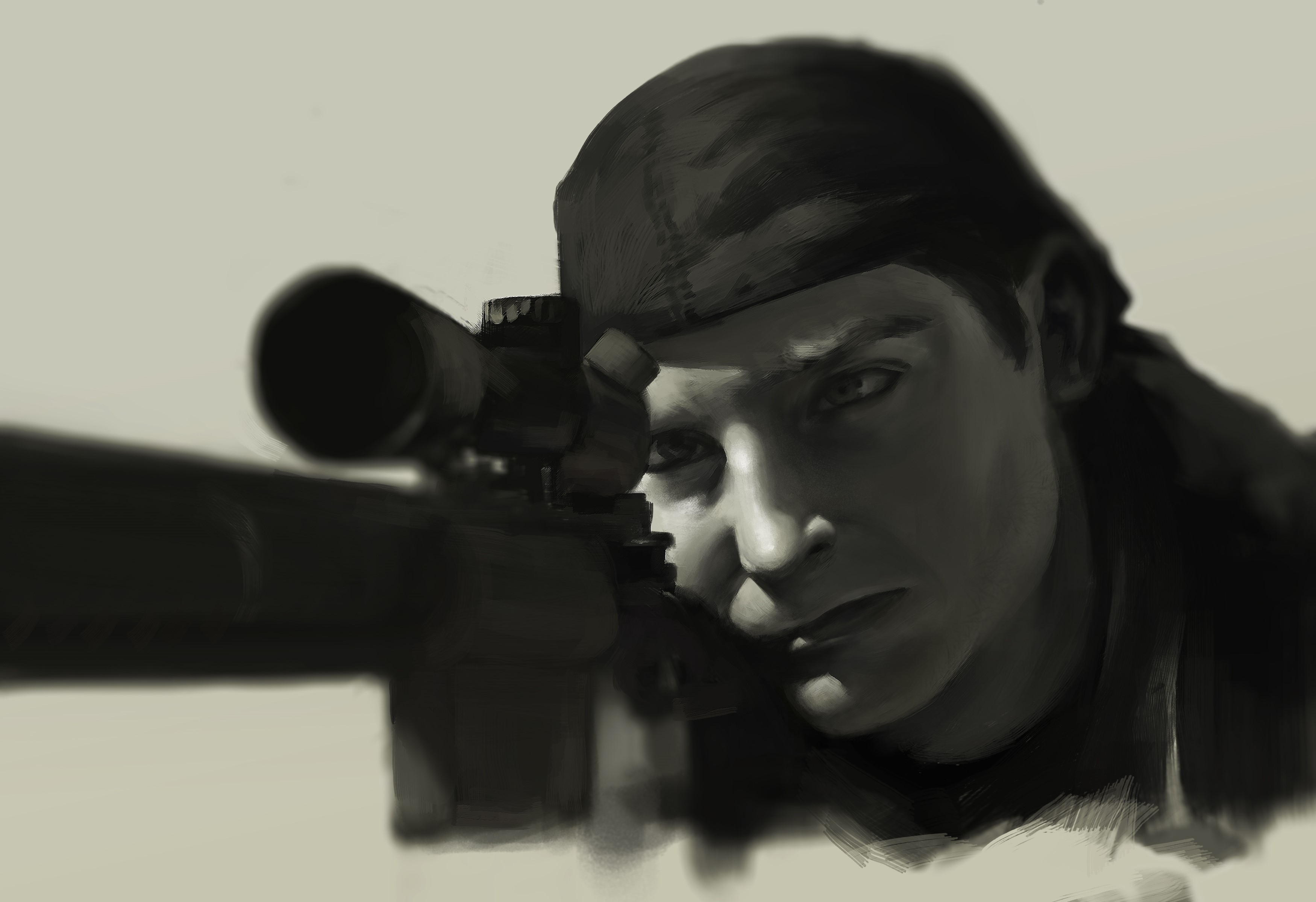 Painting of Chris Kyle with a sniper rifle HD Wallpaper