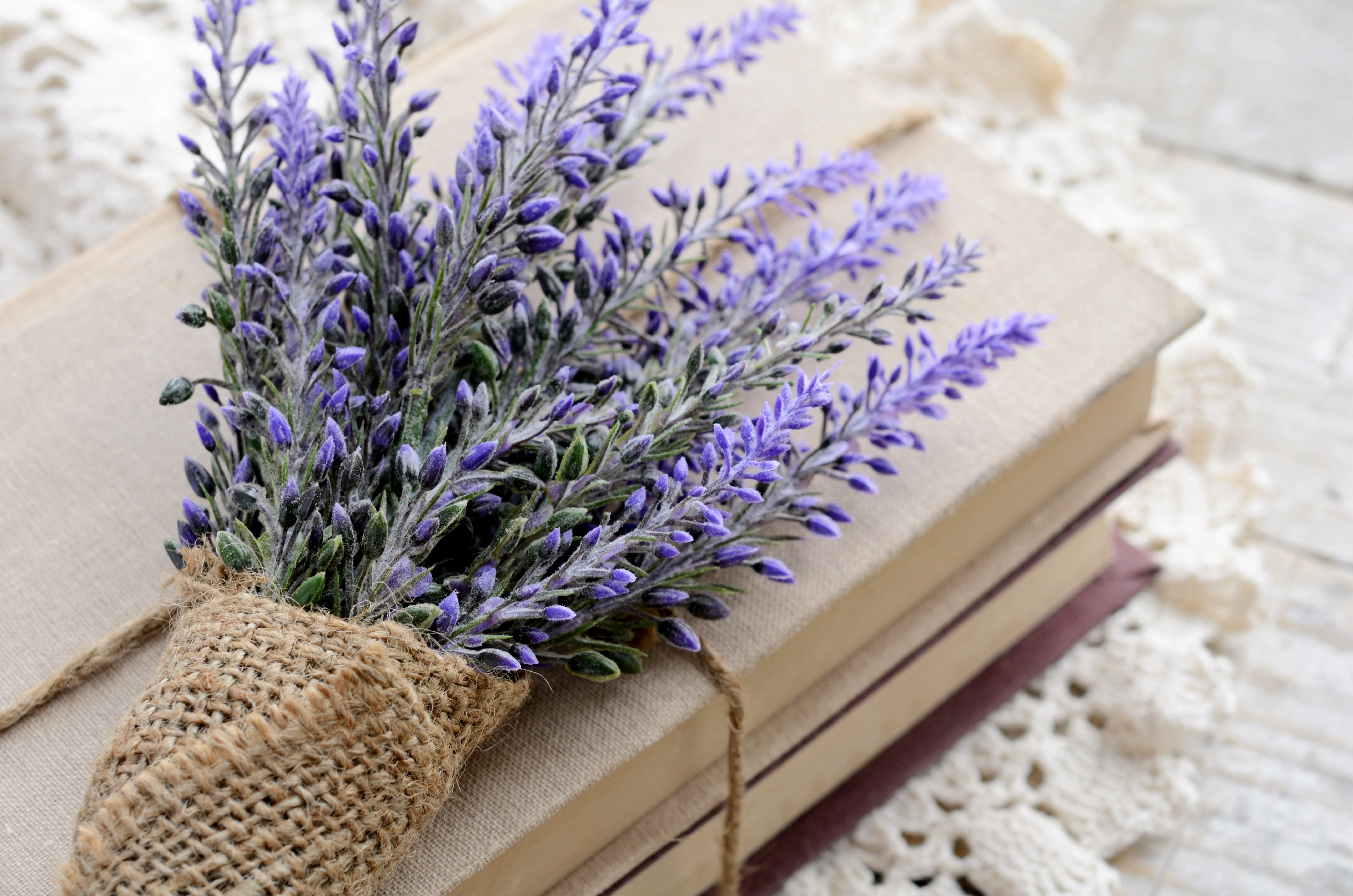 Bouquet of Lavender on Books HD Wallpaper