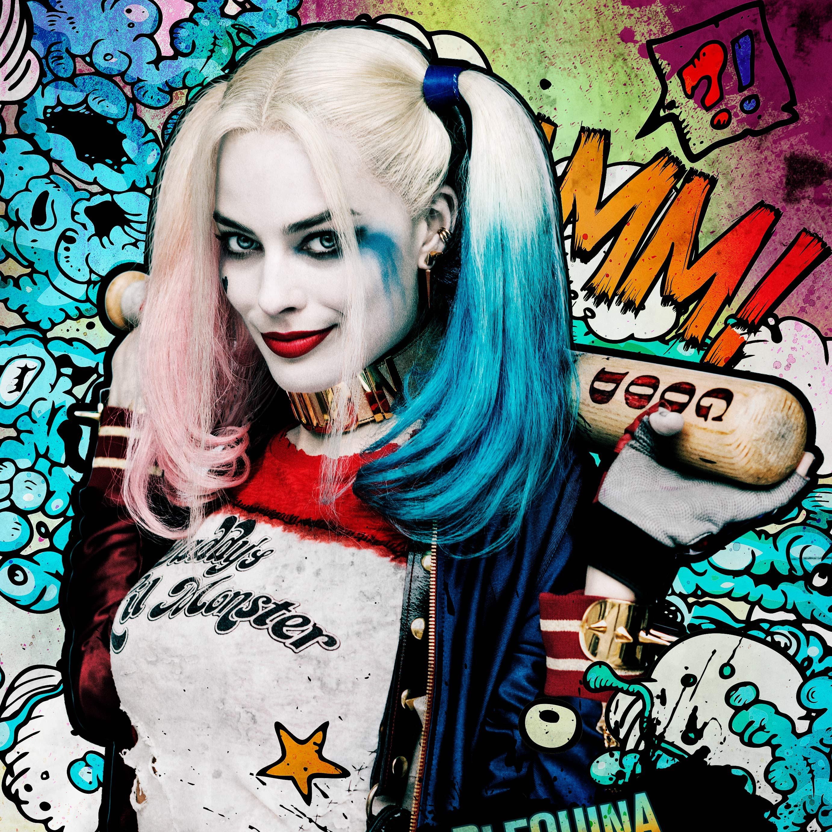 Harley Quinn from Suicide Squad holding a baseball bat HD Wallpaper