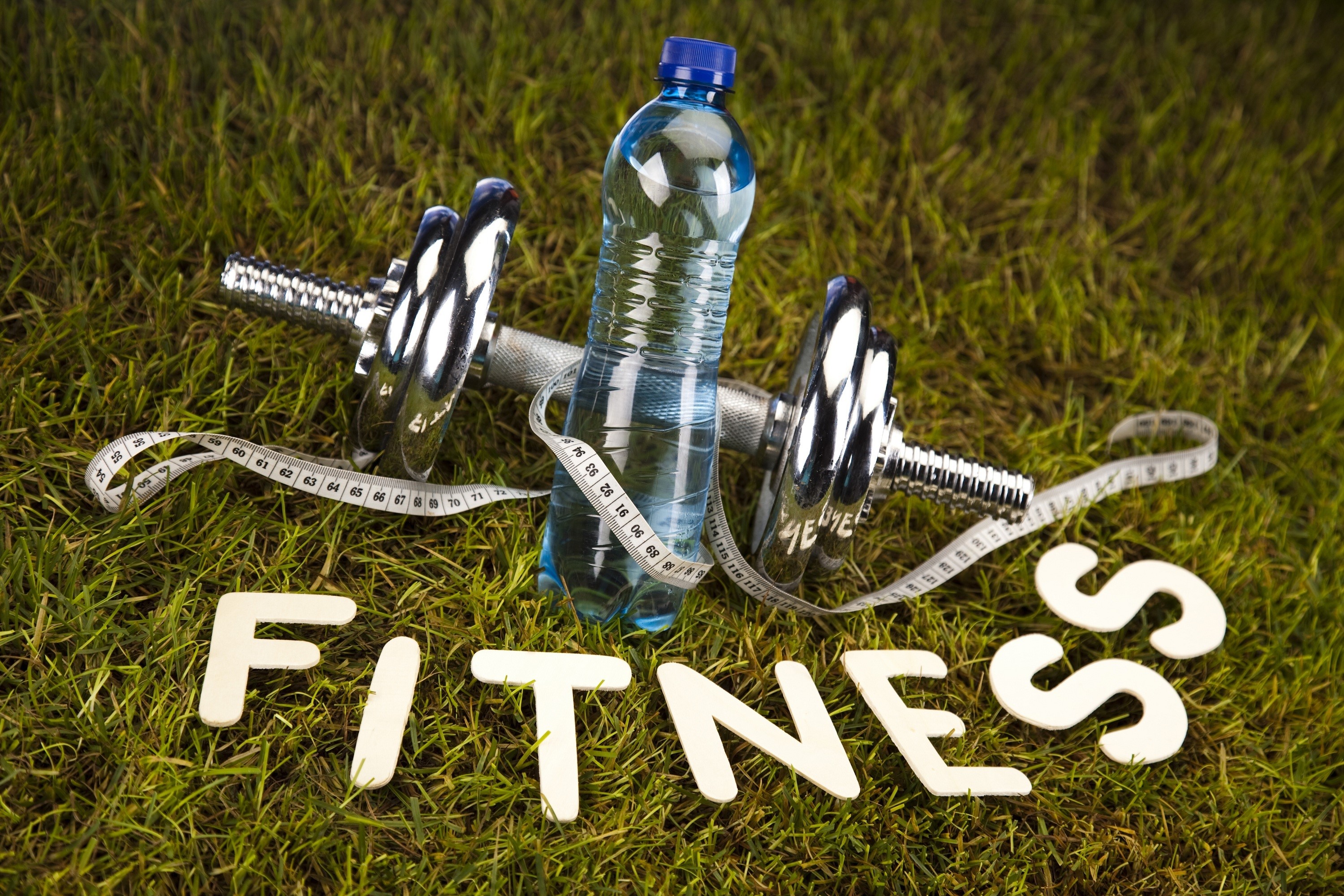 Fitness equipment on grass HD Wallpaper