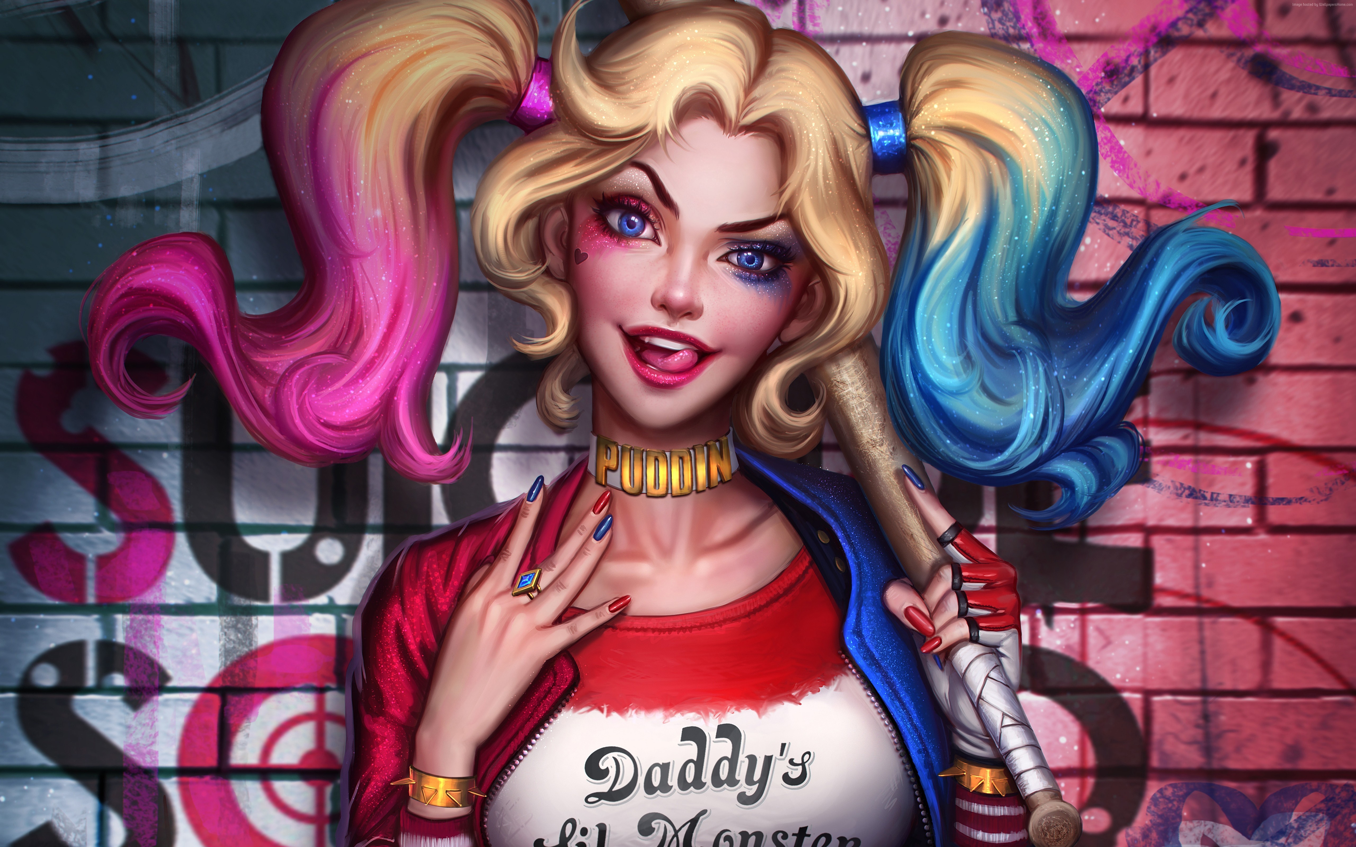 Harley Quinn from Suicide Squad holding a baseball bat HD Wallpaper