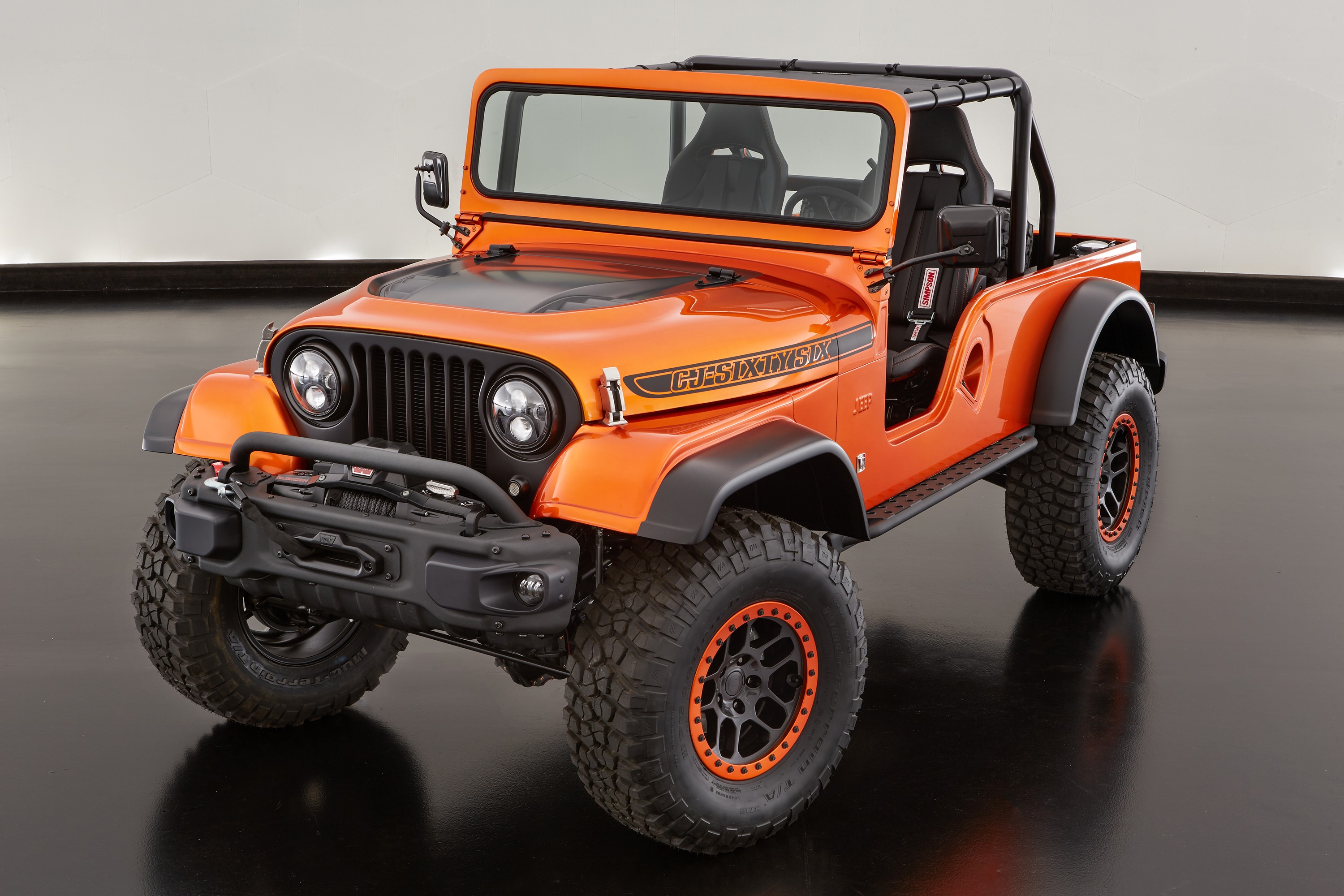Orange Jeep CJ66 Custom Off-Road Vehicle HD Wallpaper