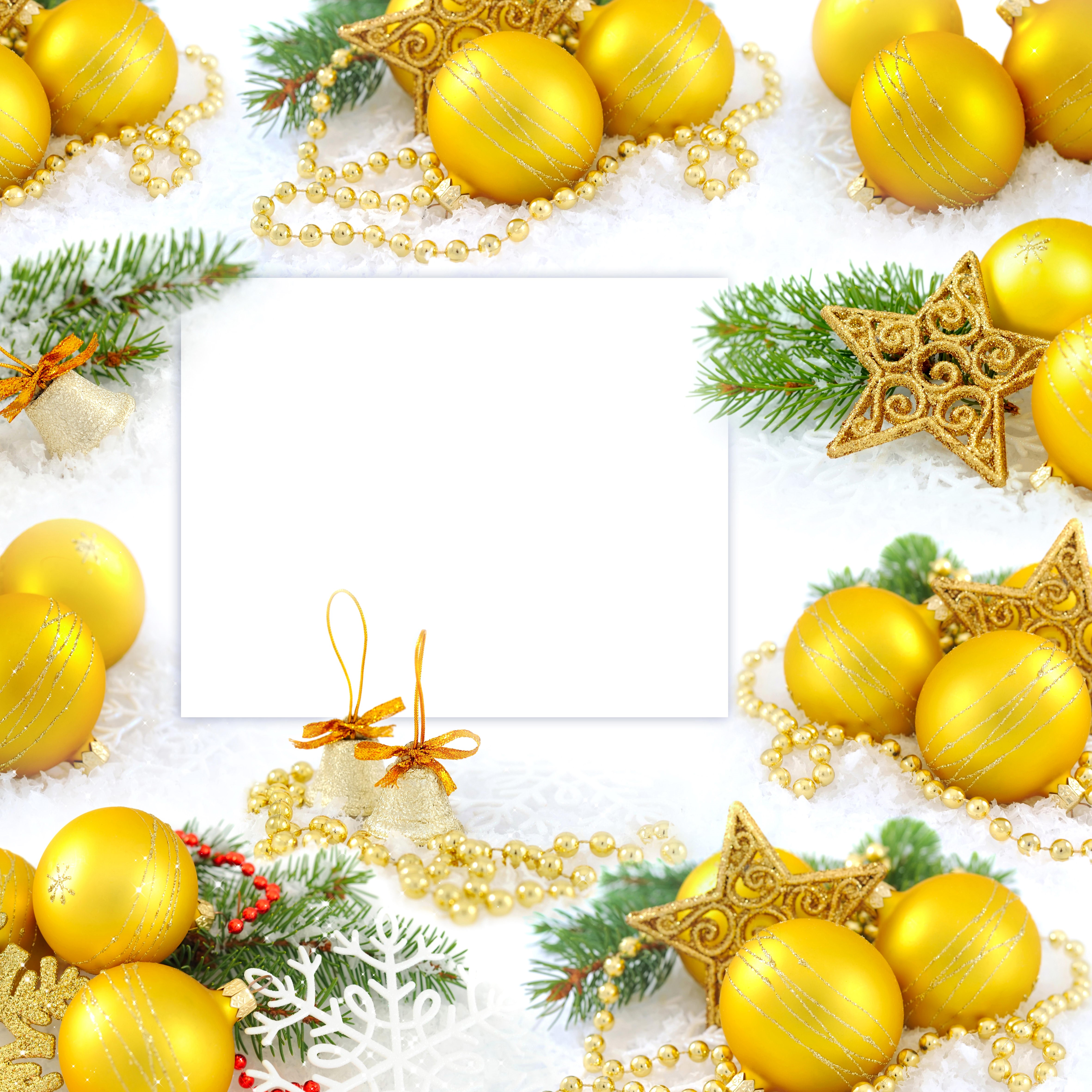 Christmas Ornaments and Decorations with Blank Card HD Wallpaper