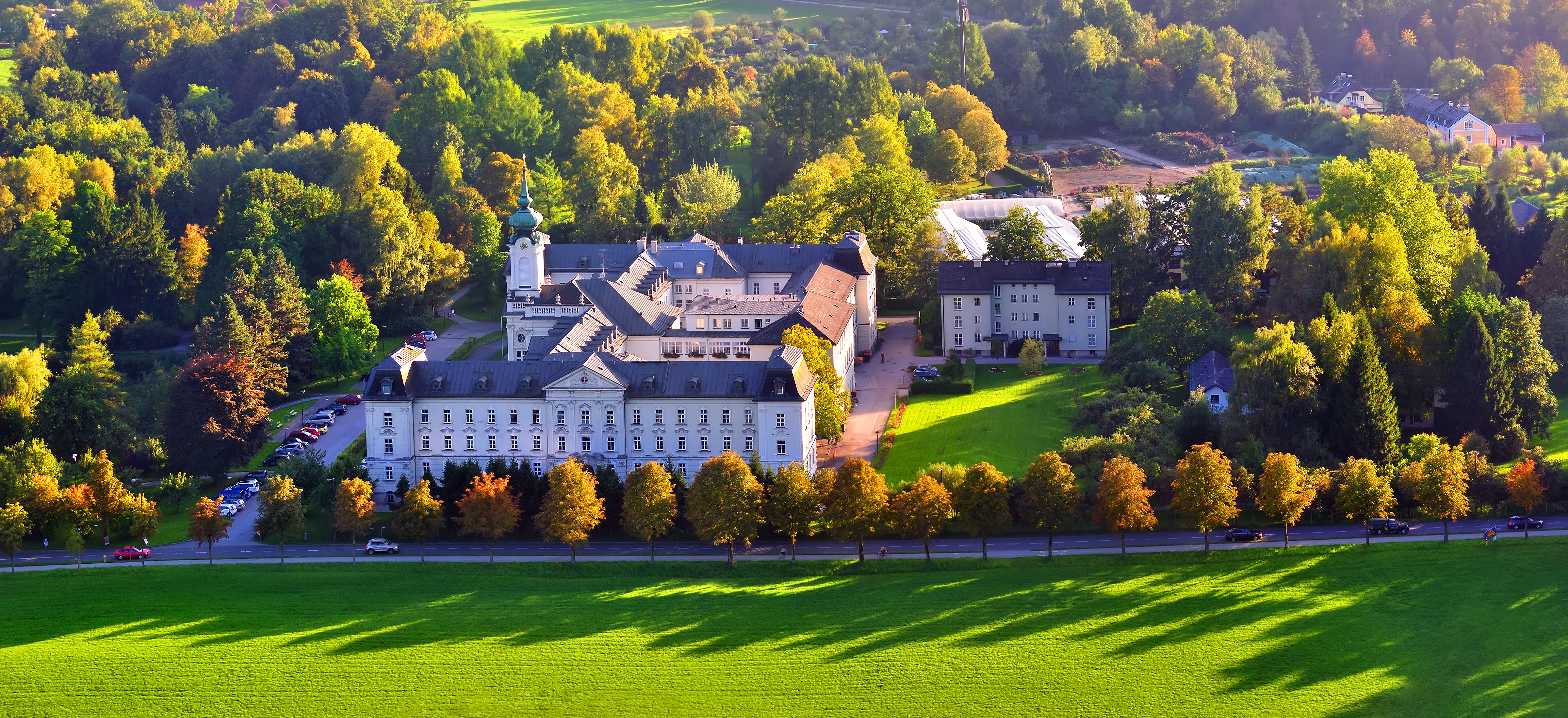 Monastery in Salzburg, Austria with Autumn Trees HD Wallpaper