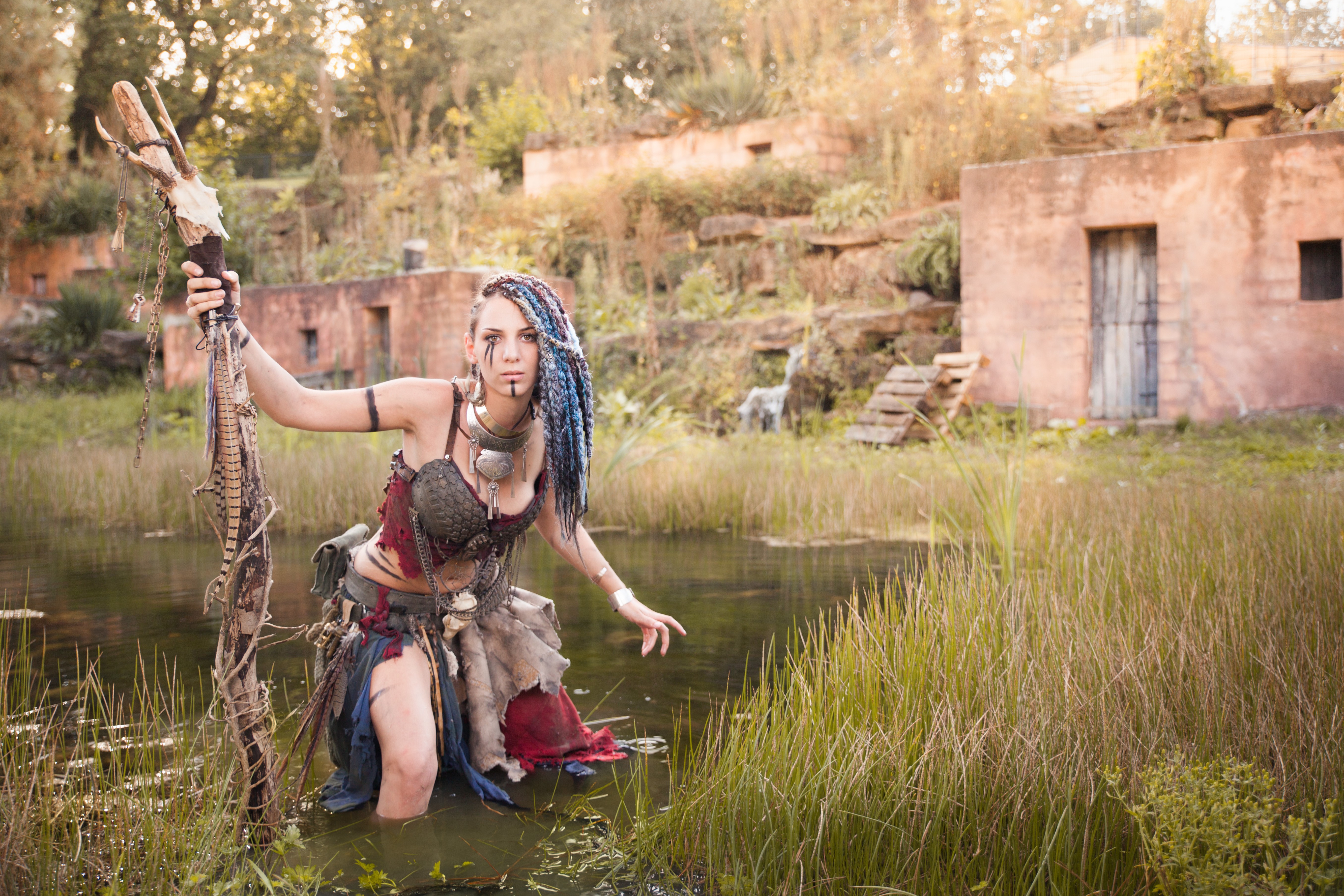 Shaman with Mage Staff in Swamp HD Wallpaper