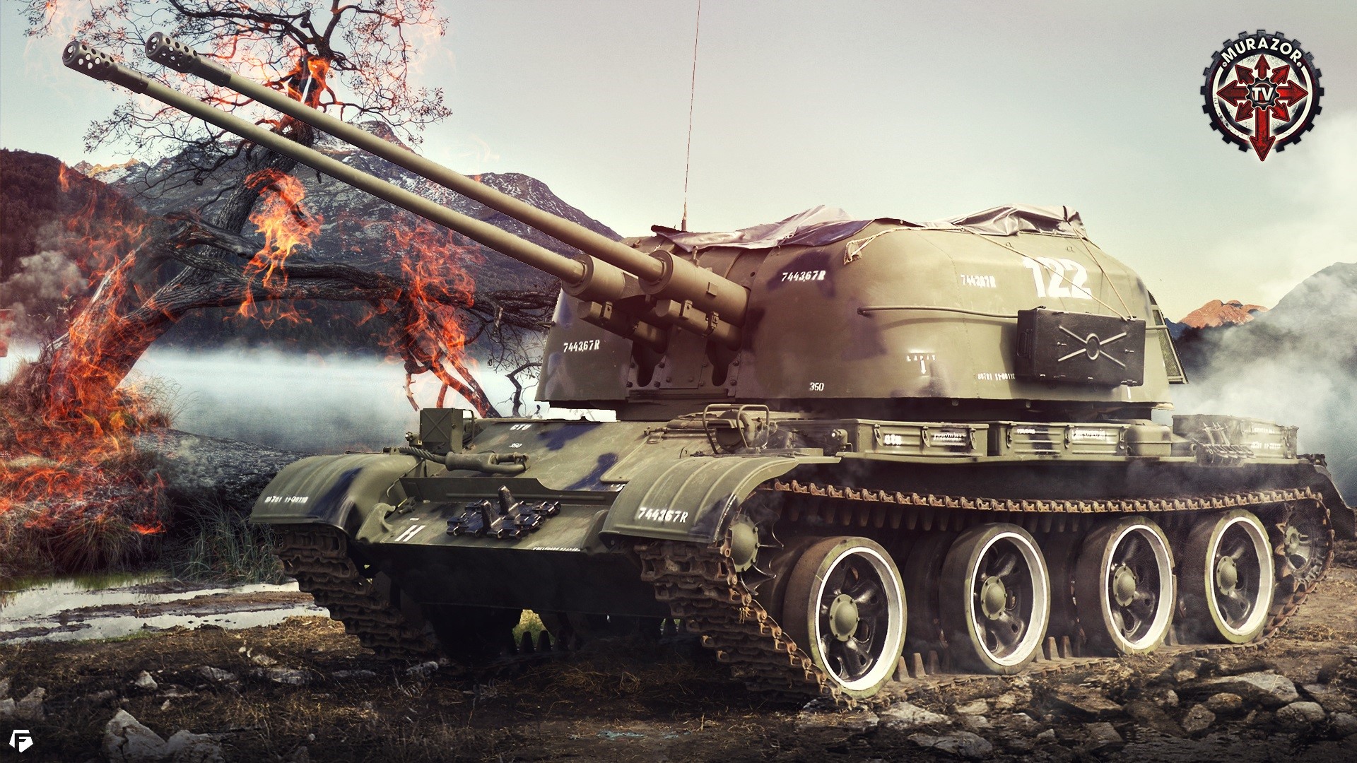 ZSU-57-2 anti-aircraft vehicle in World of Tanks HD Wallpaper