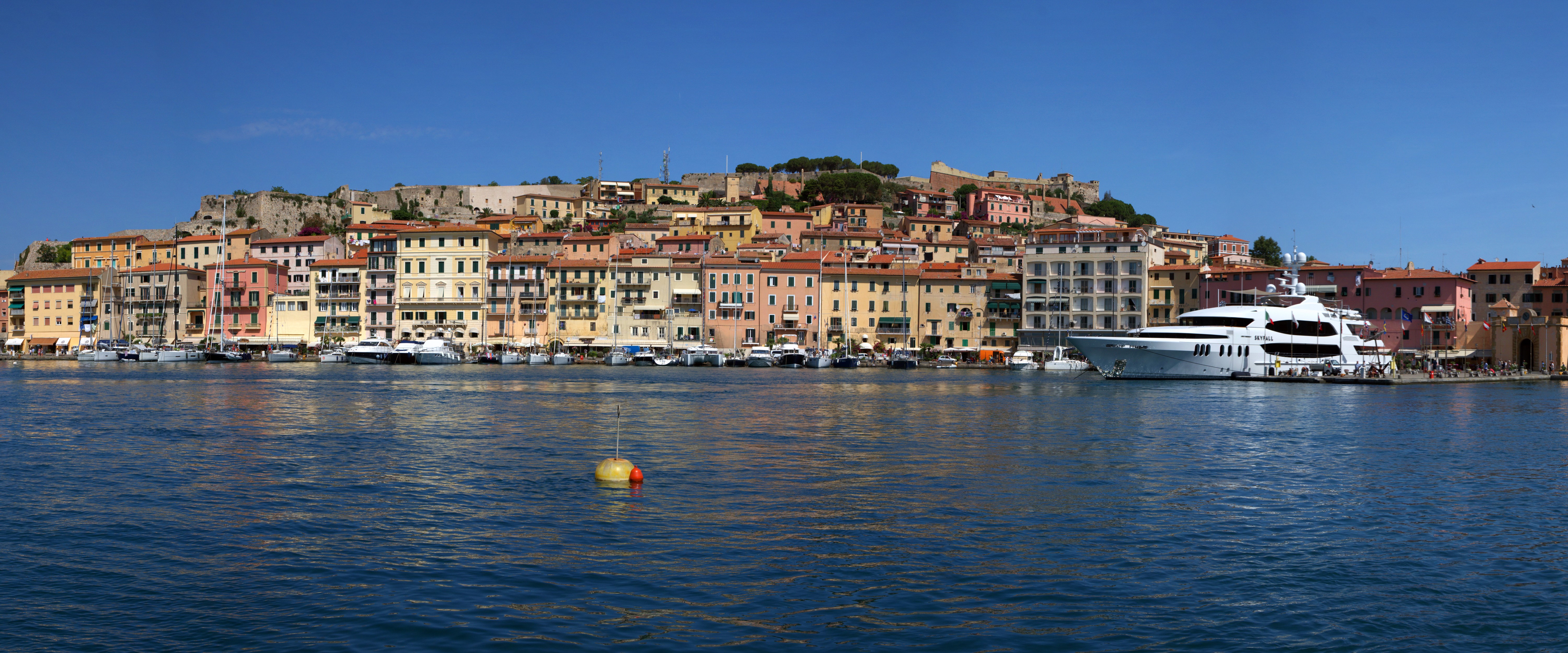 Portoferraio, Tuscany, Italy: Harbor with Yachts and Colorful Buildings HD Wallpaper