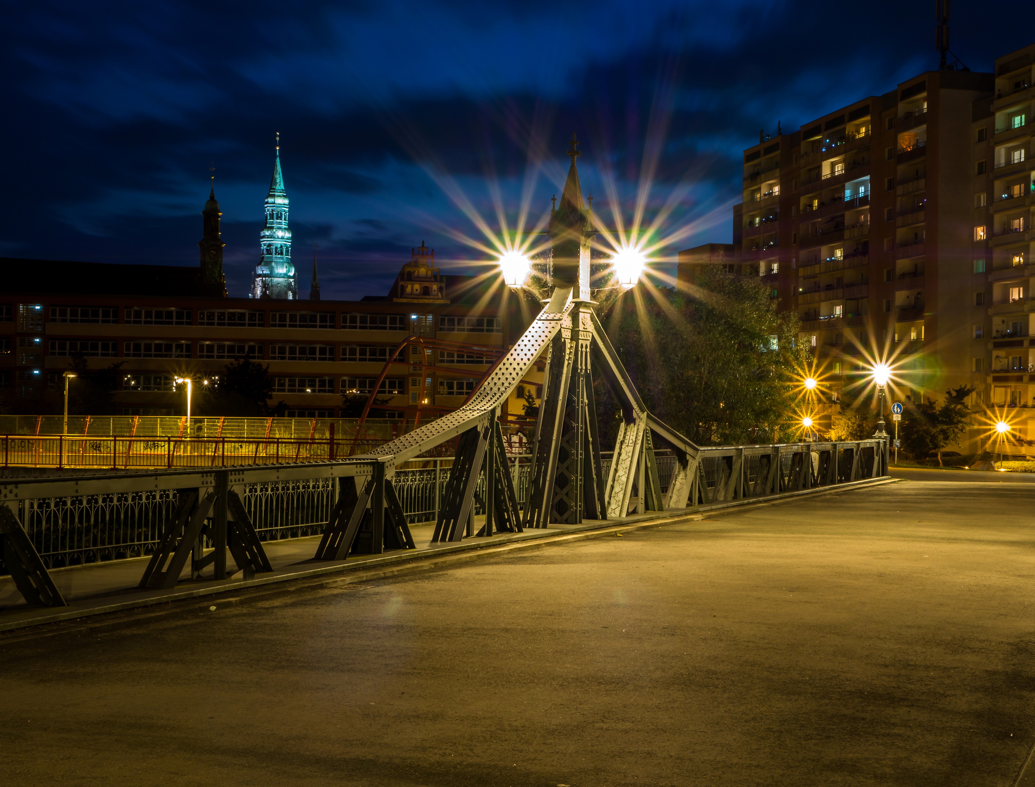 Bridge at night in Zwickau, Germany HD Wallpaper