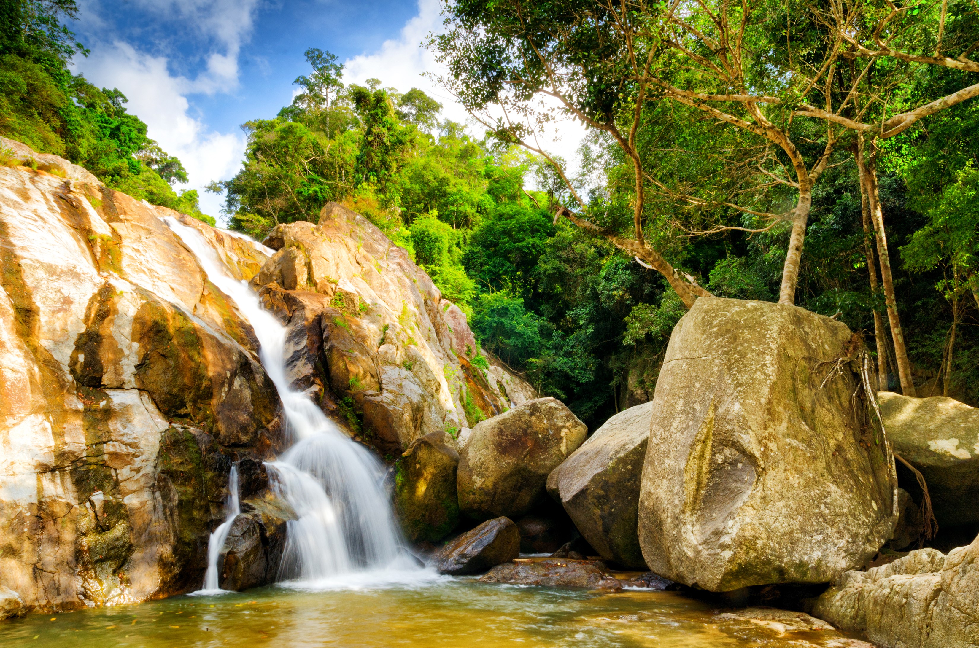 Hin Lad Waterfall Koh Samui Thailand HD Wallpaper