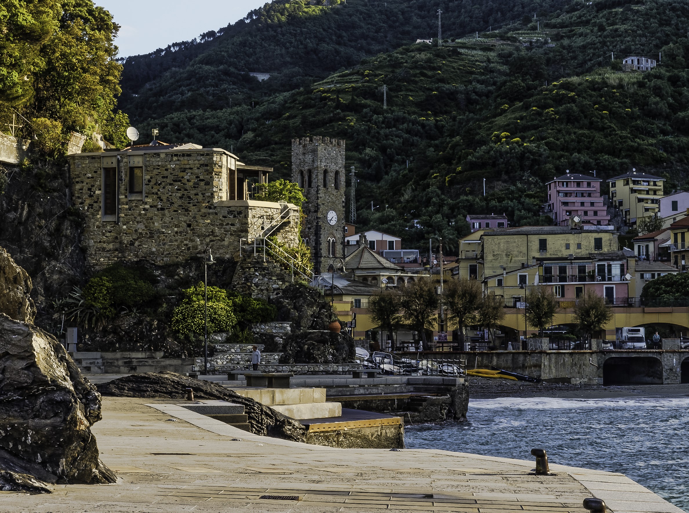 Monterosso, Italy Coastline with Village and Tower HD Wallpaper