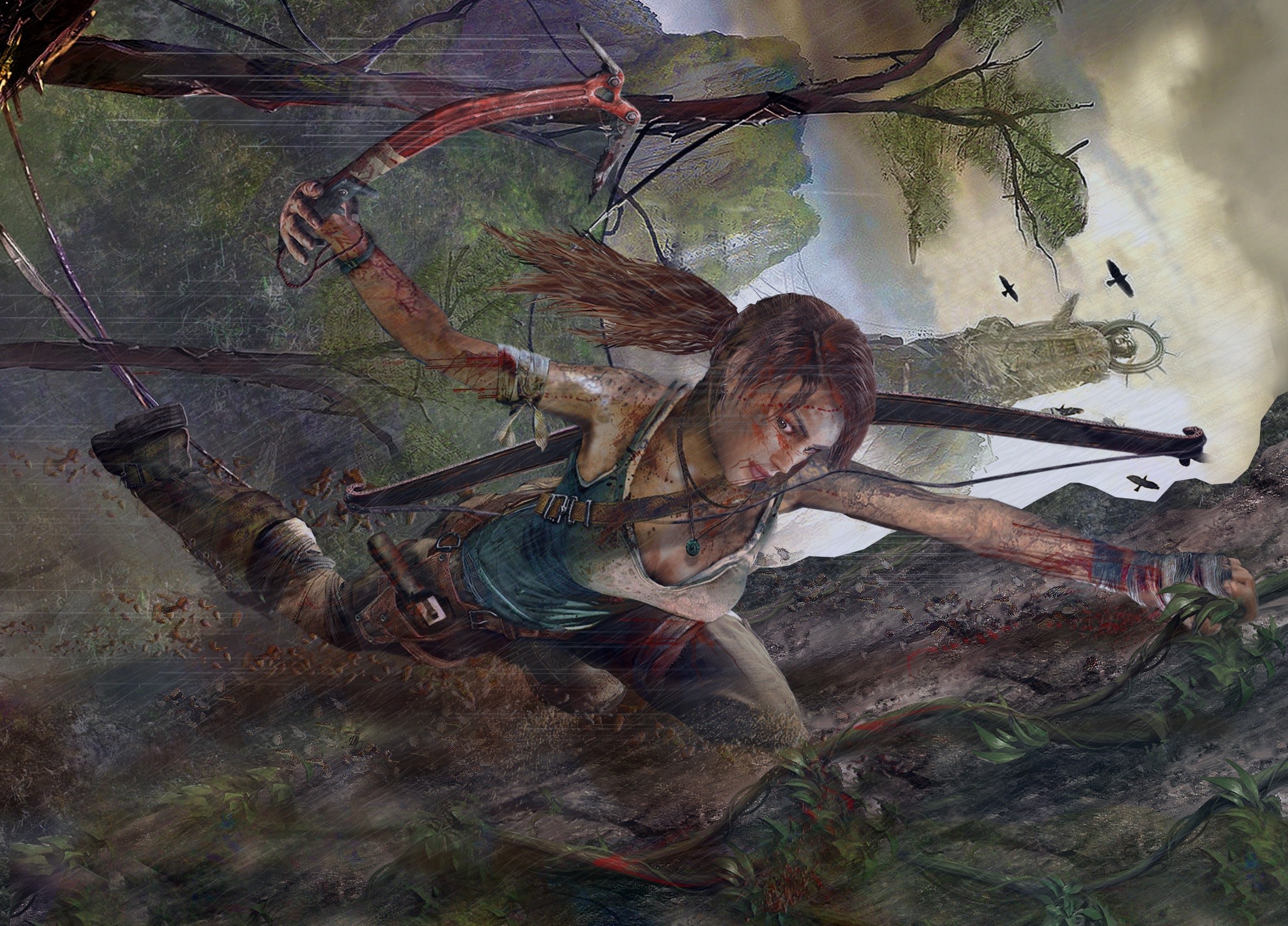 Lara Croft from Tomb Raider 2013 with a bow HD Wallpaper
