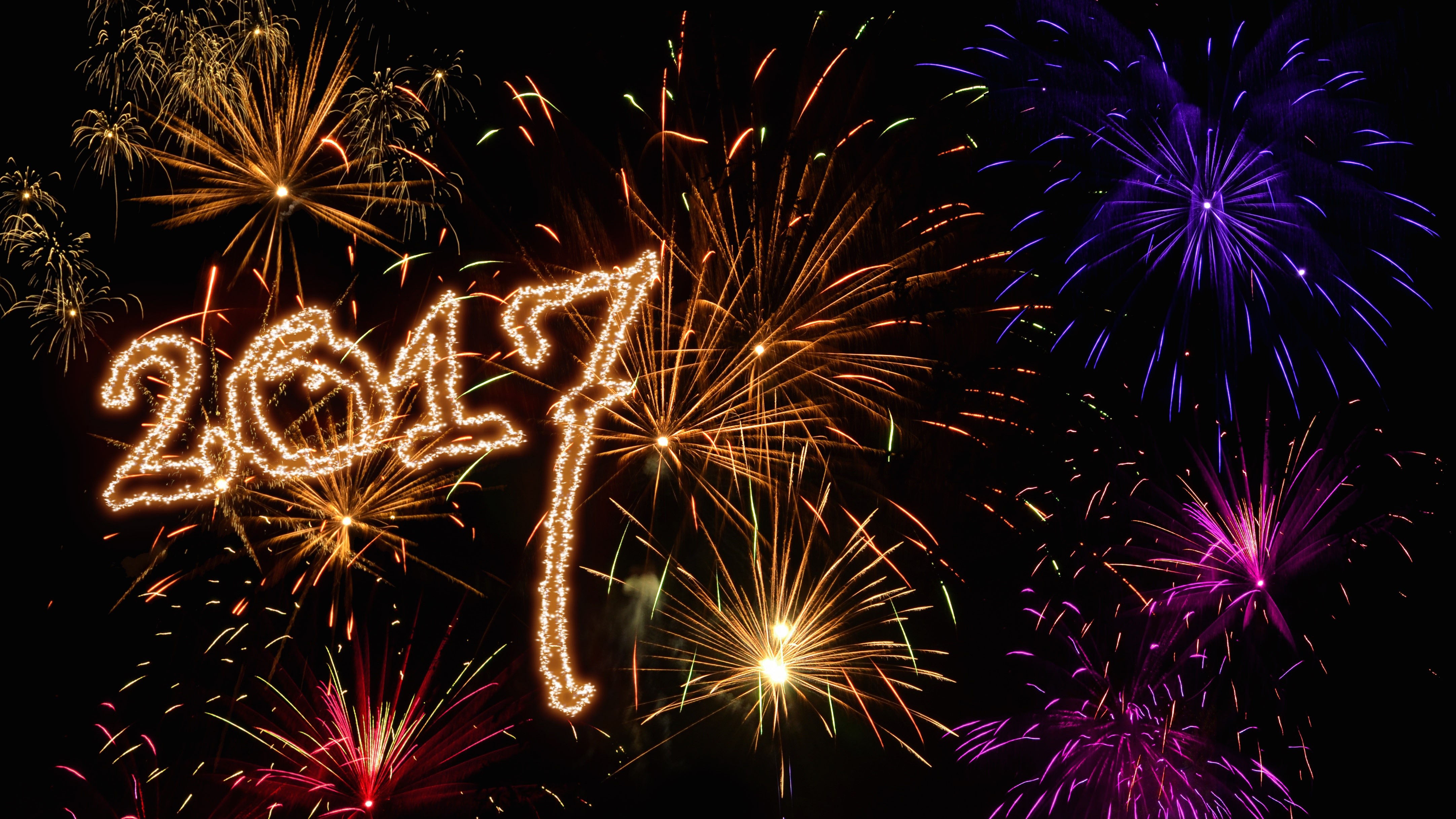 Fireworks display with "2017" text HD Wallpaper