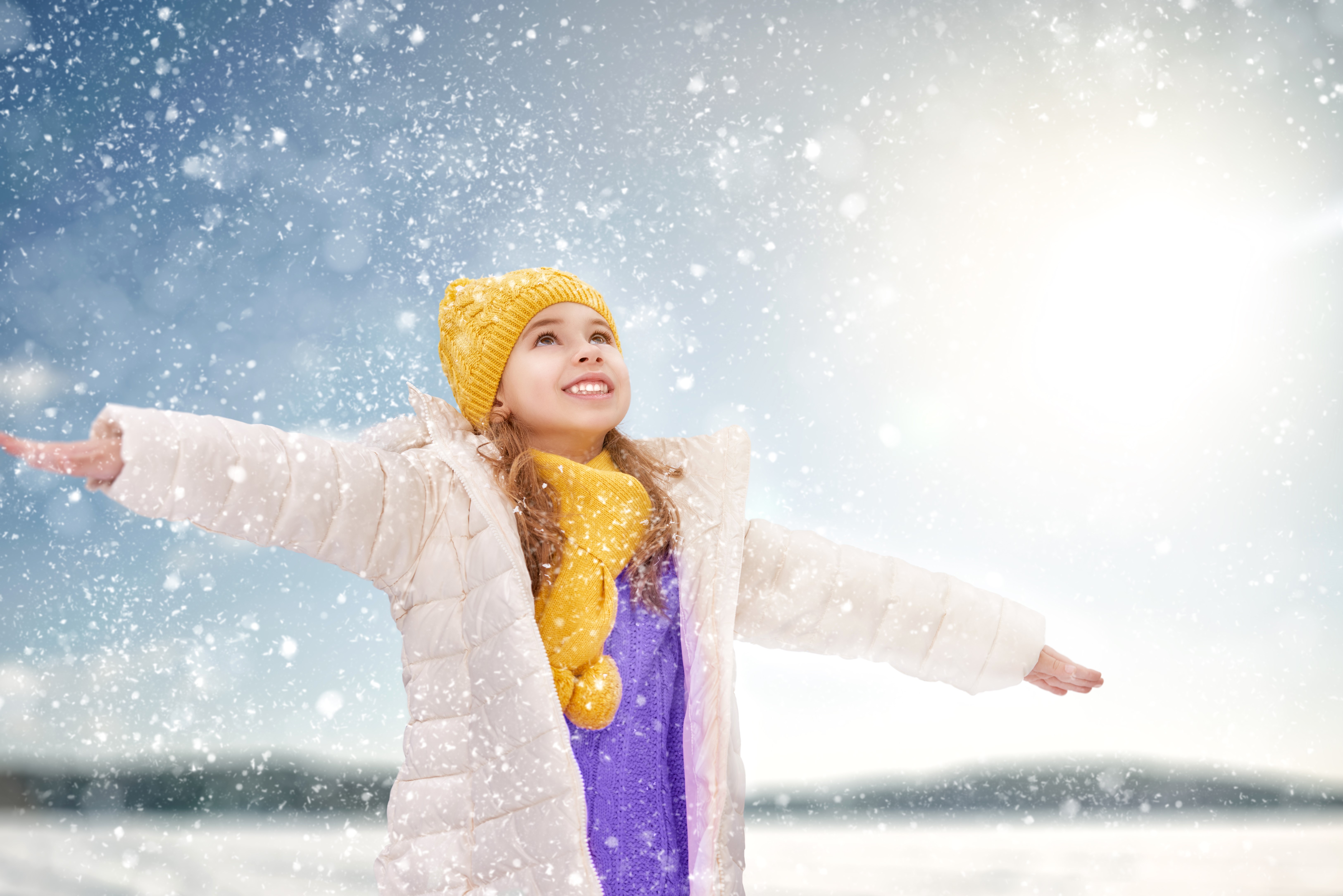 Girl in Winter Hat and Jacket in Snow HD Wallpaper