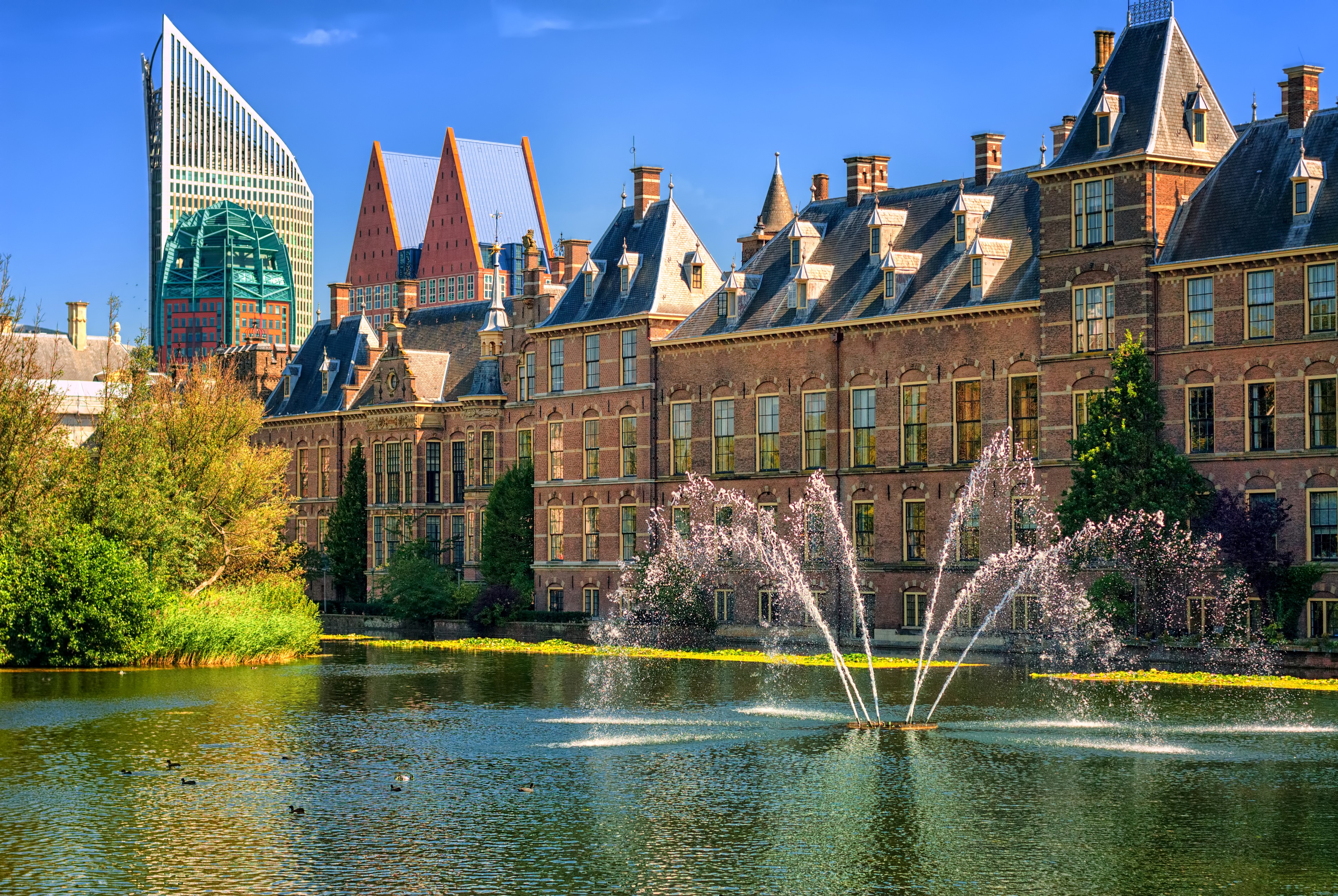 Binnenhof Palace Hague Netherlands Fountains HD Wallpaper