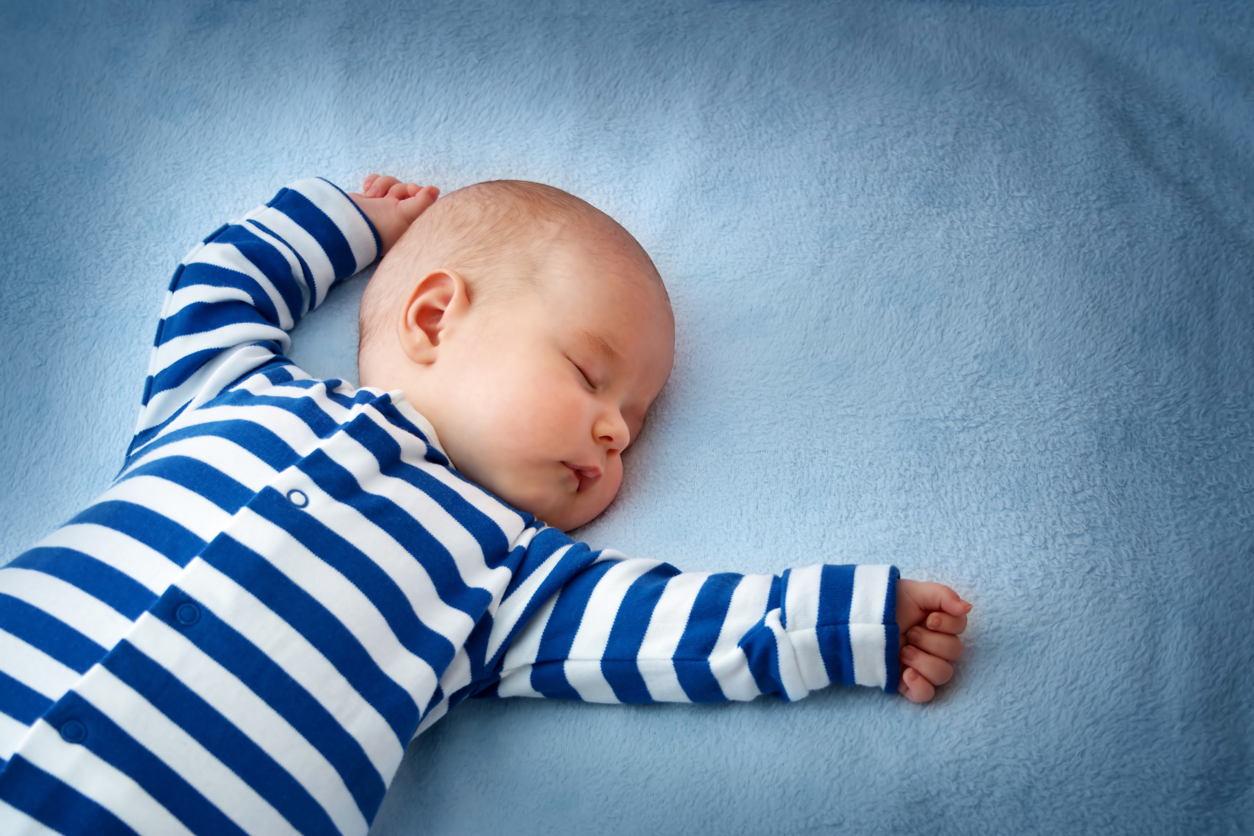 Baby Sleeping on Blue Blanket HD Wallpaper