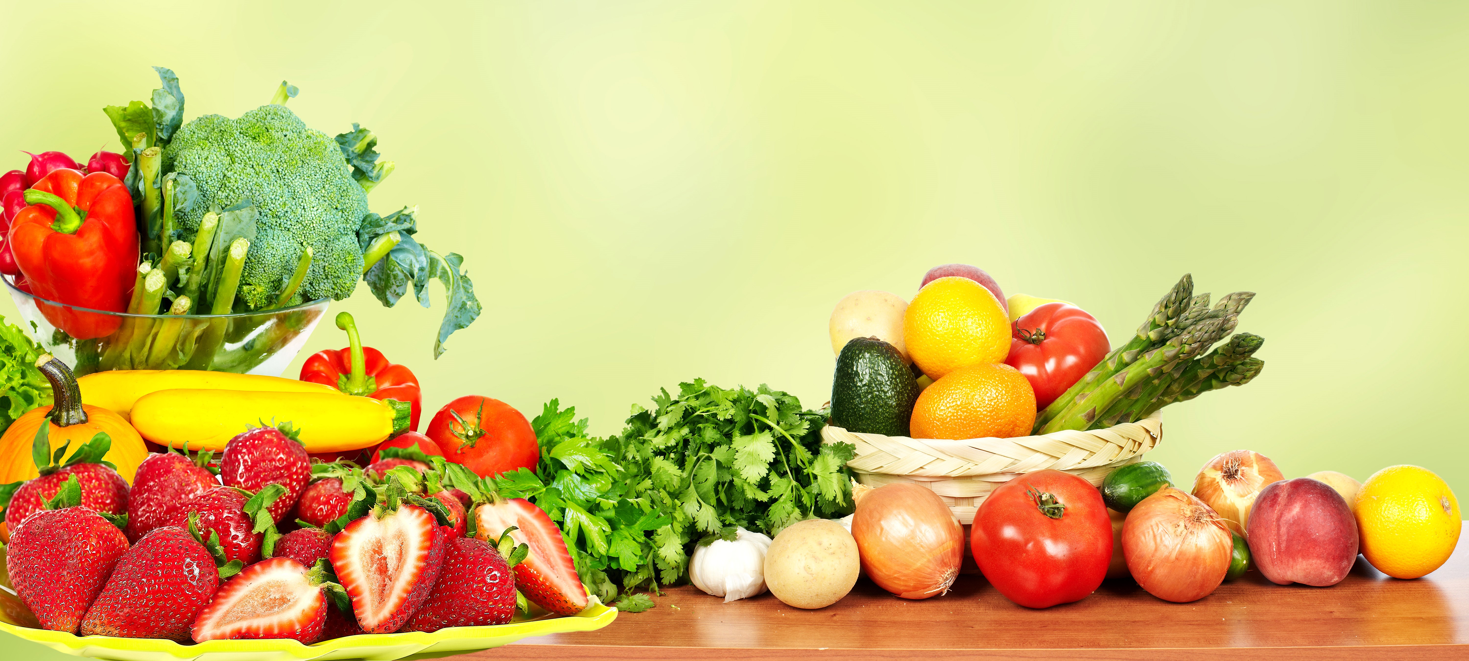 Assortment of Fresh Fruits and Vegetables HD Wallpaper