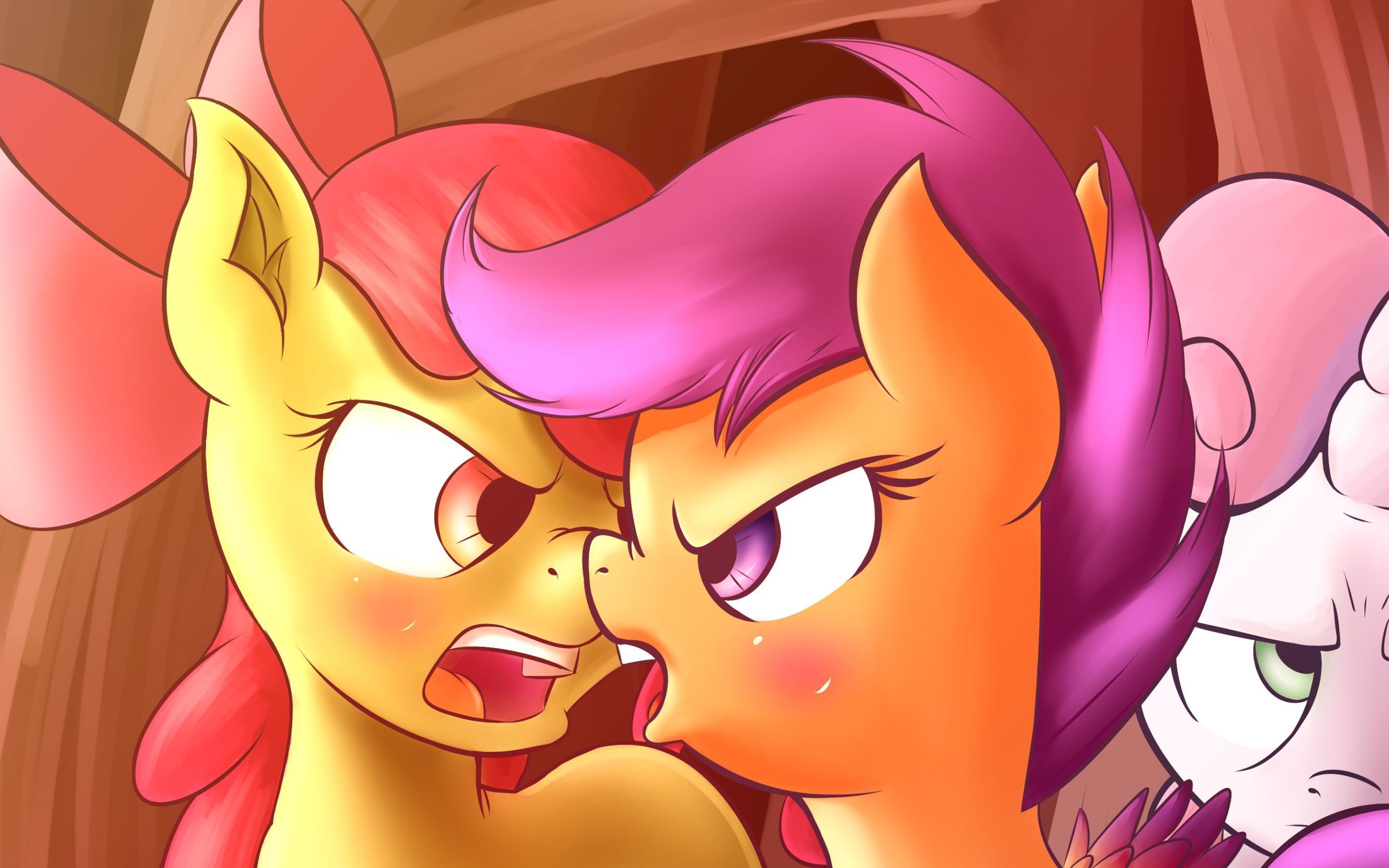 Apple Bloom and Scootaloo arguing HD Wallpaper