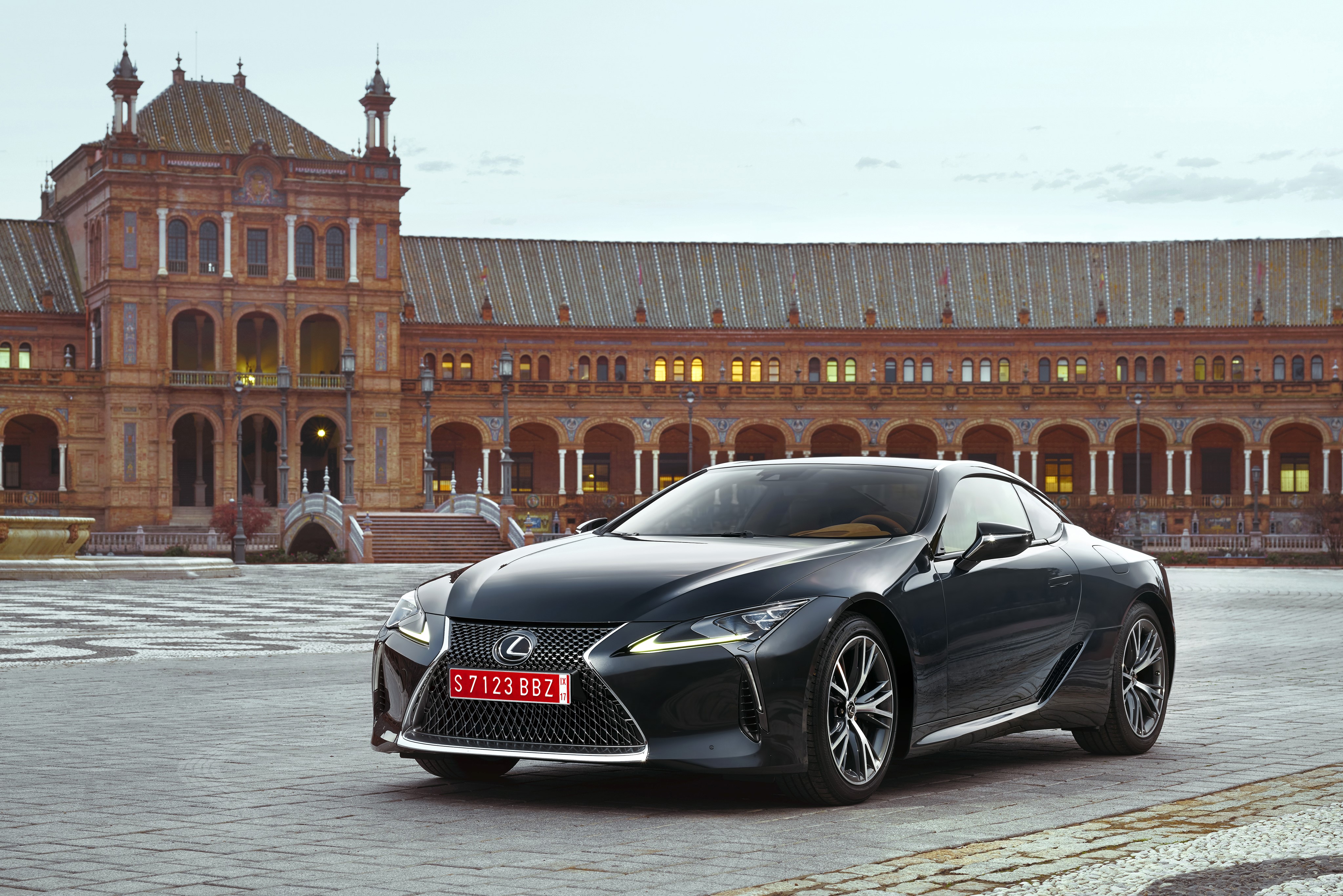 Lexus LC 500 EU-spec in Plaza de España, Seville HD Wallpaper
