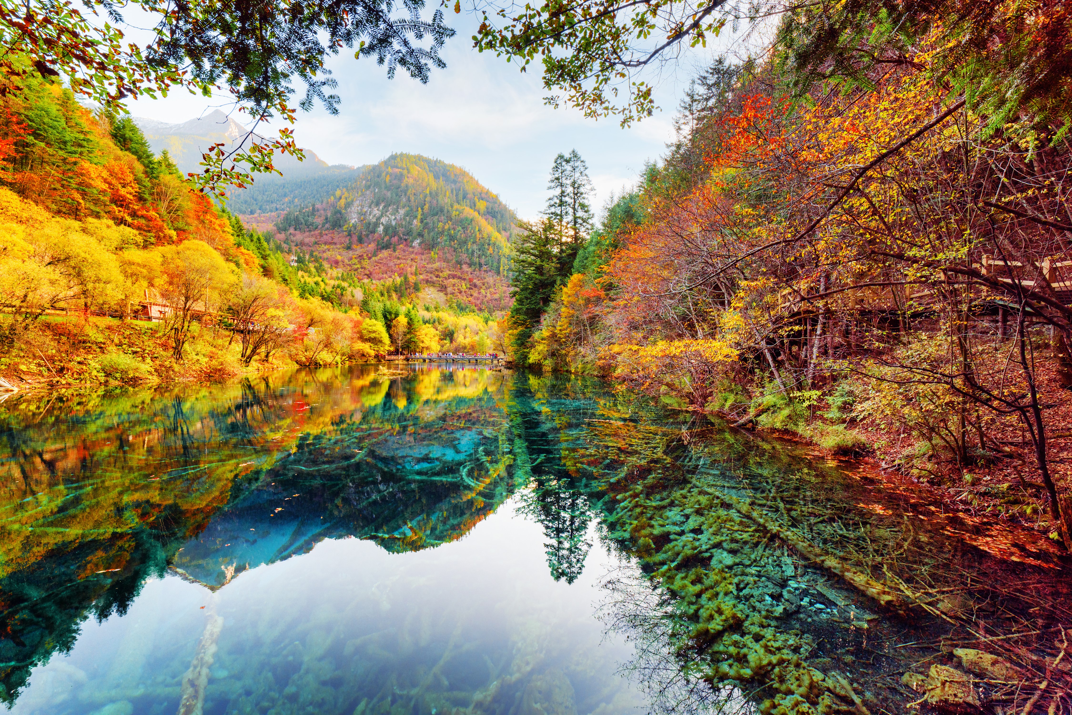 4K Jiuzhaigou Park China Autumn Rivers Forests Scenery HD Wallpaper