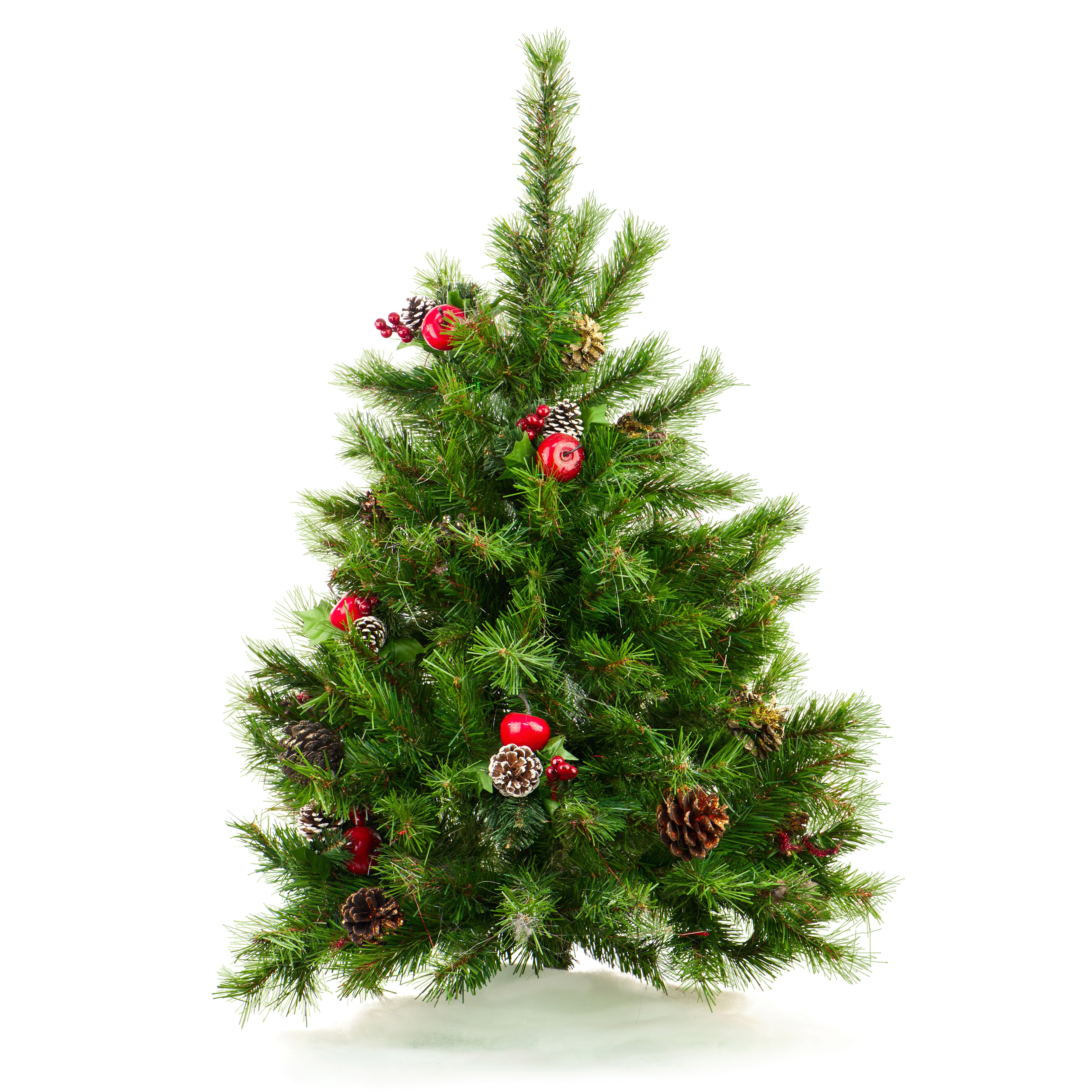 Christmas tree with pine cones and red balls HD Wallpaper