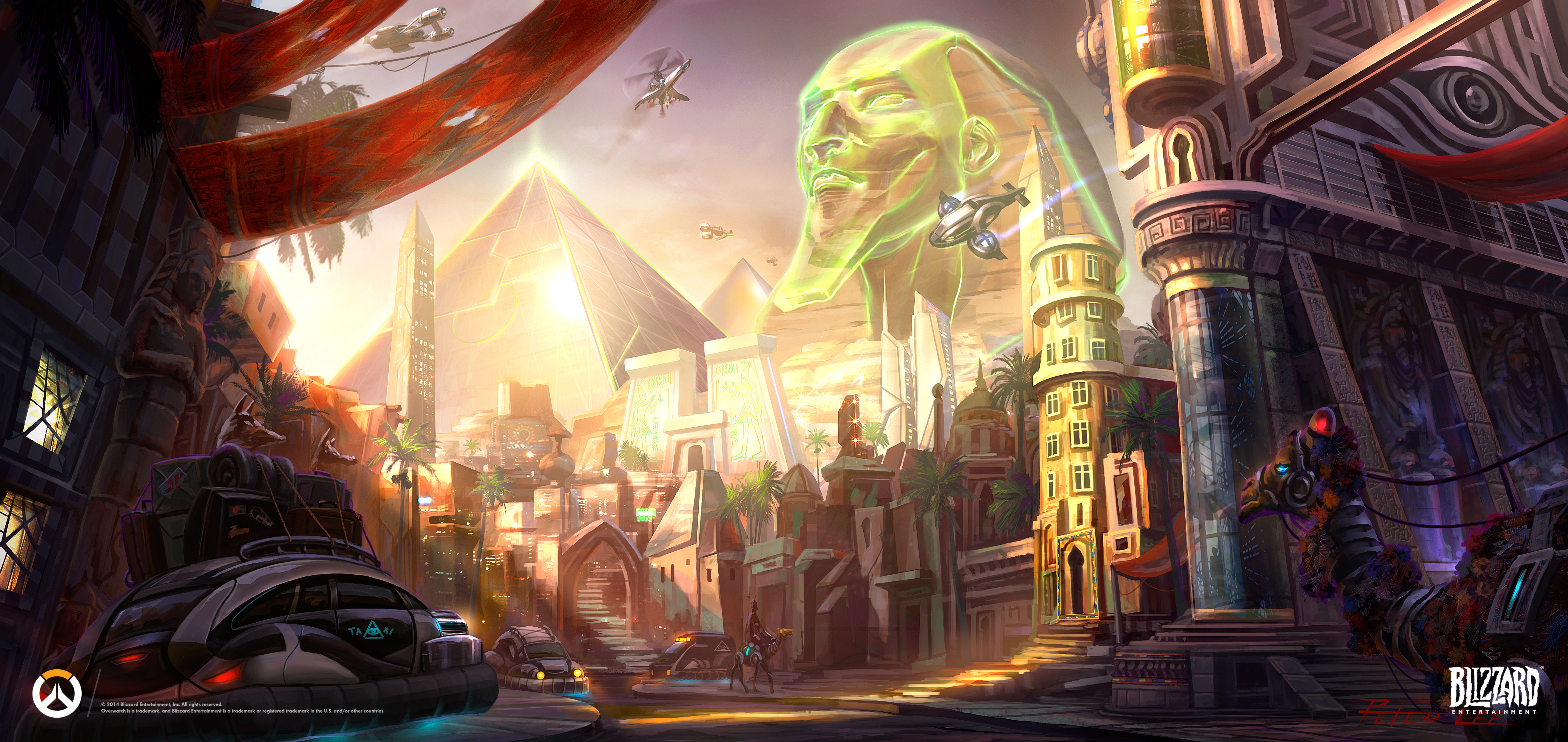 Overwatch concept art of futuristic Egyptian city HD Wallpaper