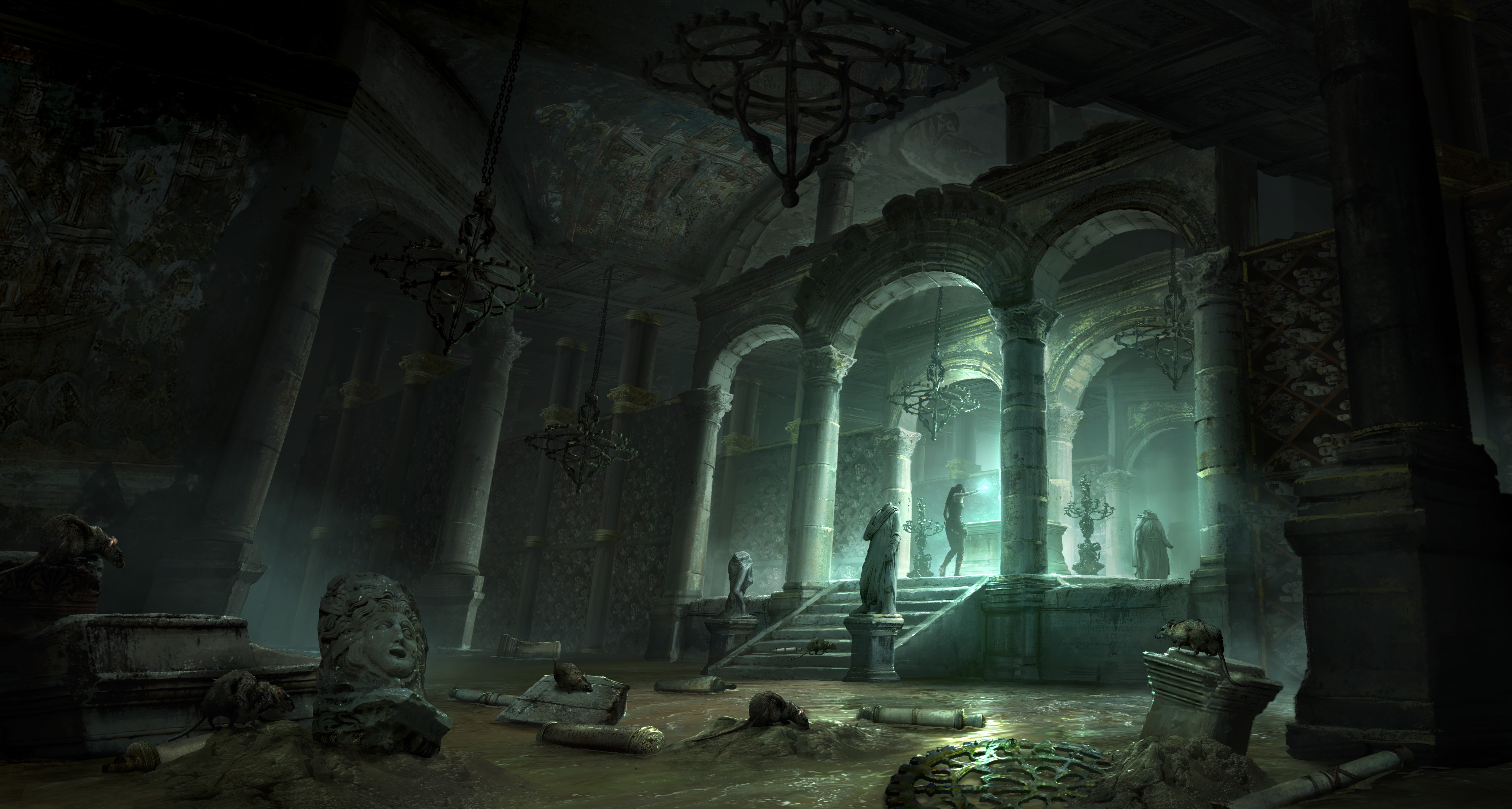 Rise of the Tomb Raider: Lara Croft in ruined hall HD Wallpaper