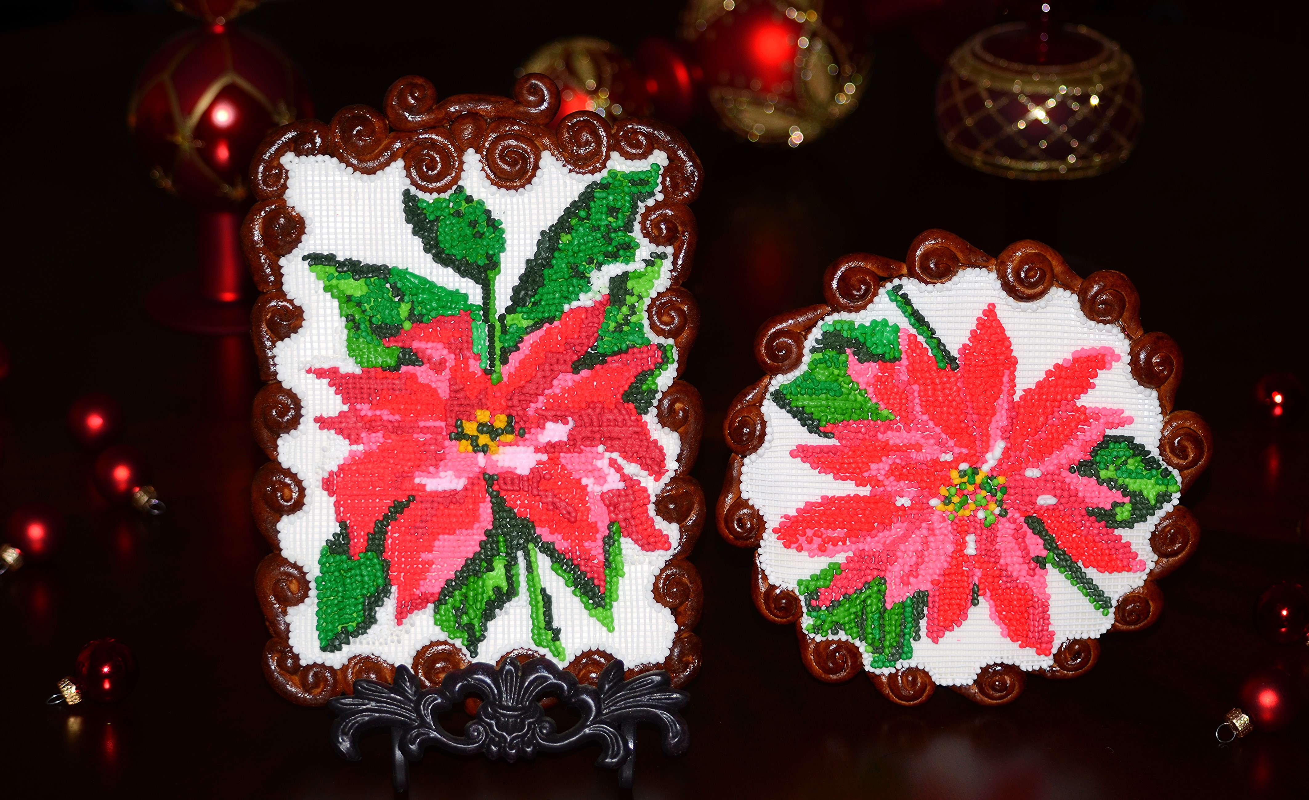 Christmas Poinsettia Cookies HD Wallpaper