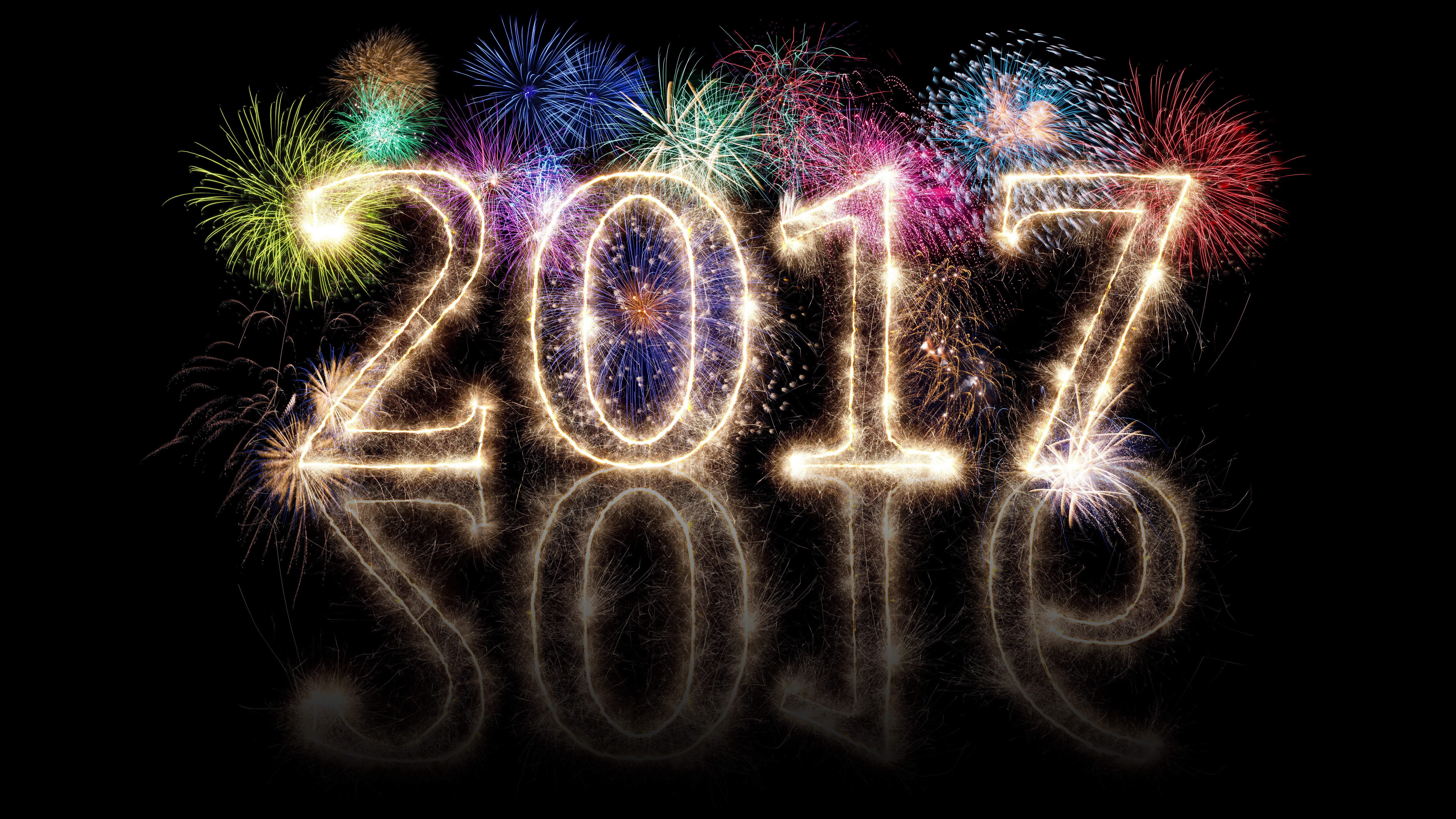 2017 New Year Fireworks Sparklers HD Wallpaper