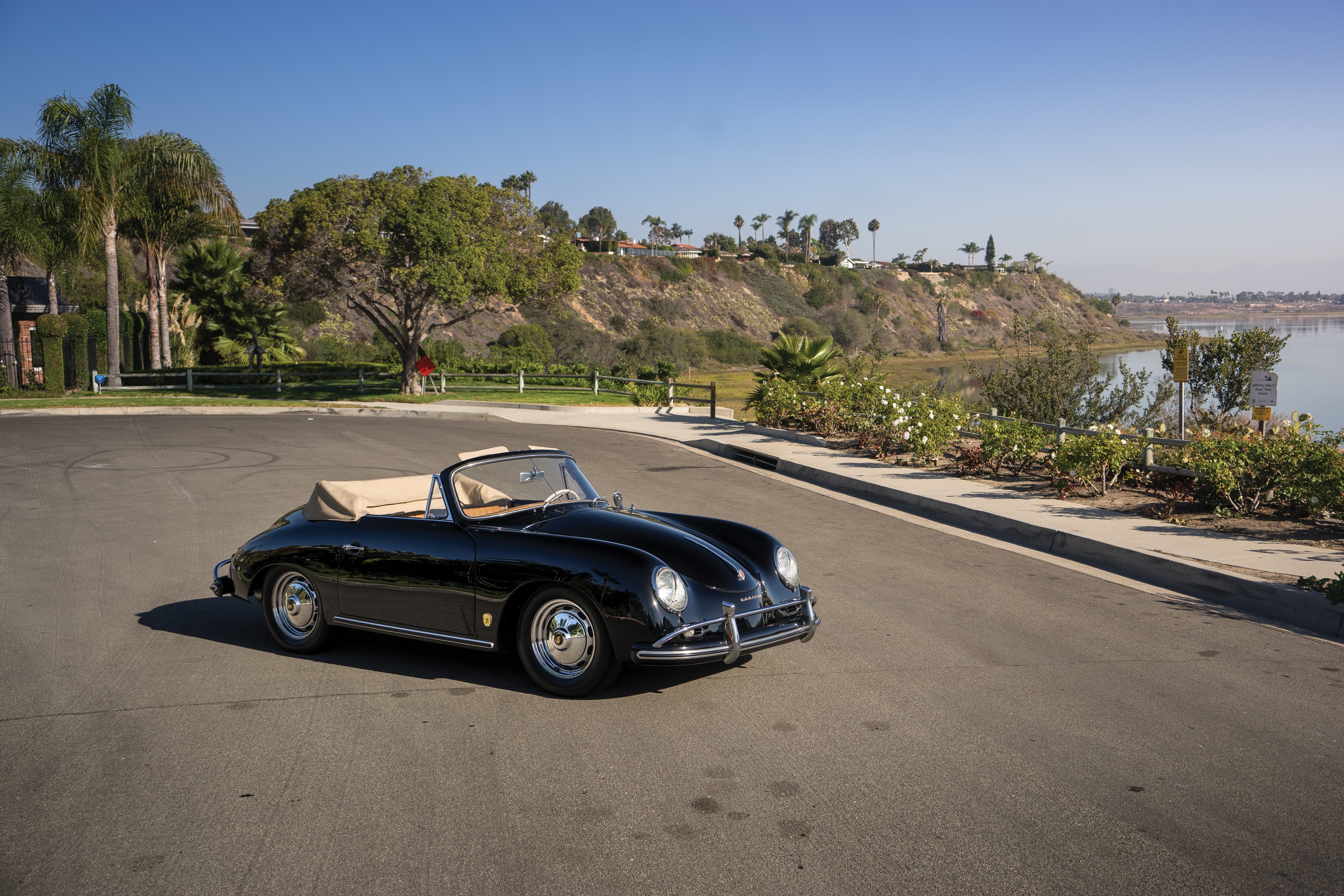 Black 1958-59 Porsche 356A 1600 Super Cabriolet HD Wallpaper