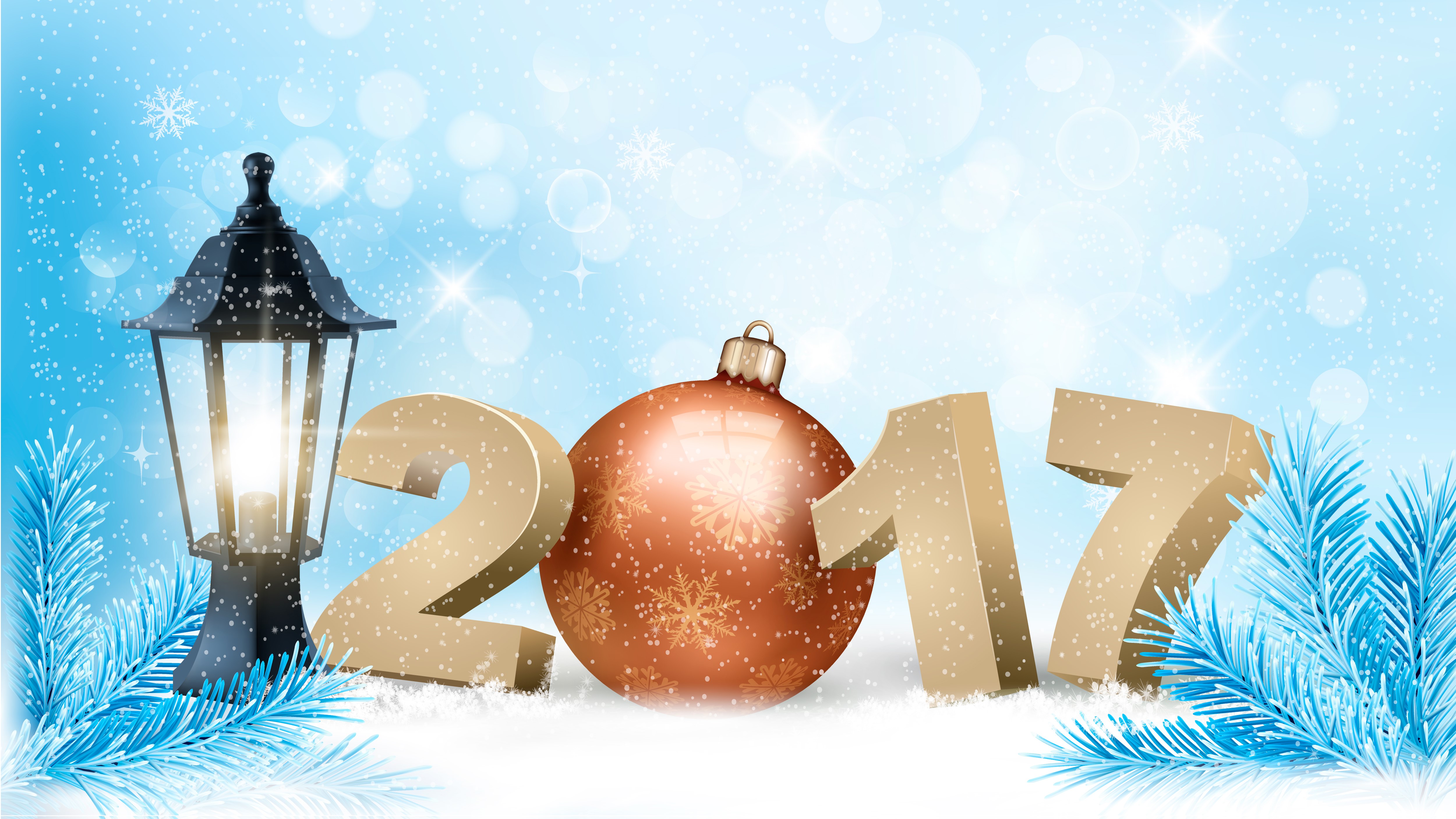 Christmas 2017 with Lantern and Ornament HD Wallpaper