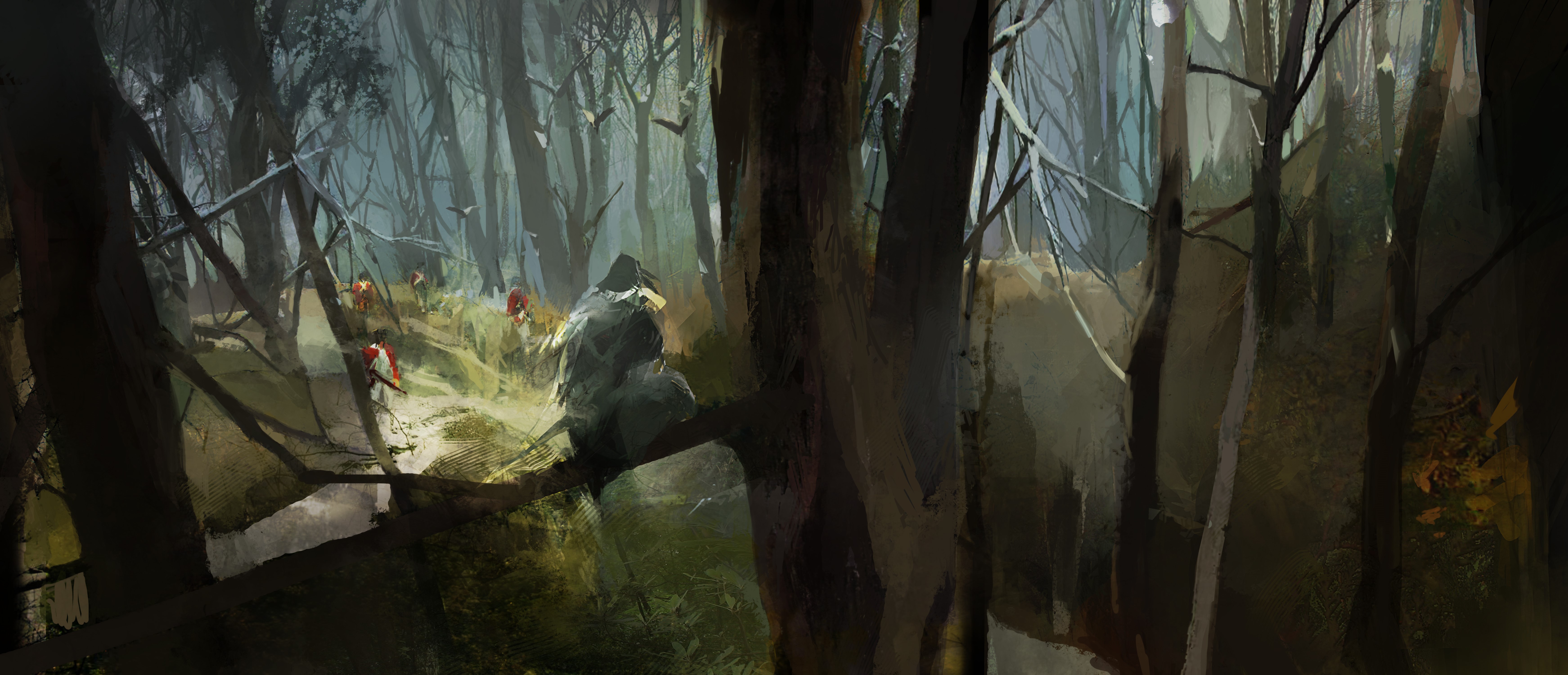 Soldiers in a forest, Assassin's Creed 3 HD Wallpaper