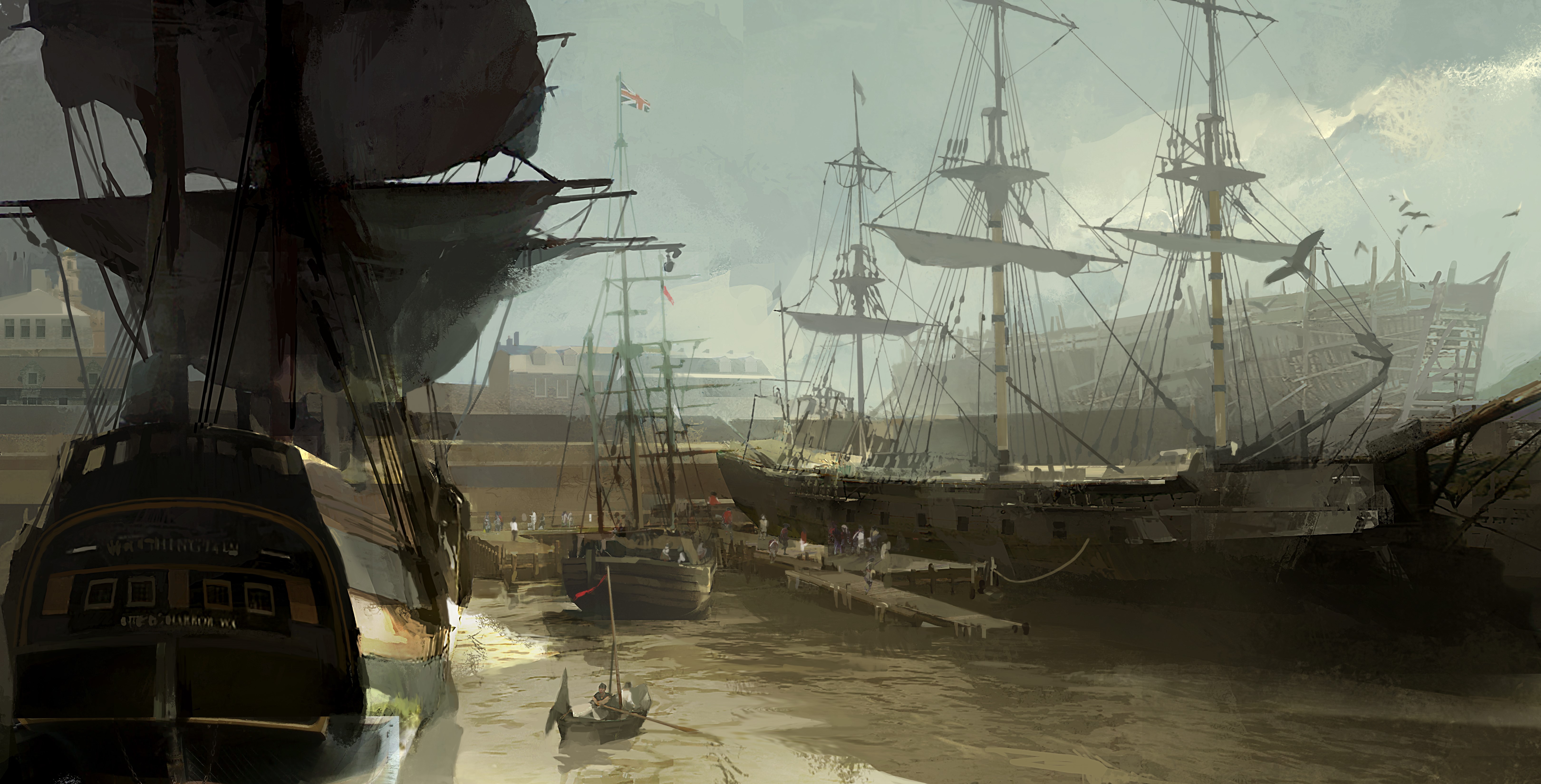 Ships in a harbor, Assassin's Creed 3 HD Wallpaper