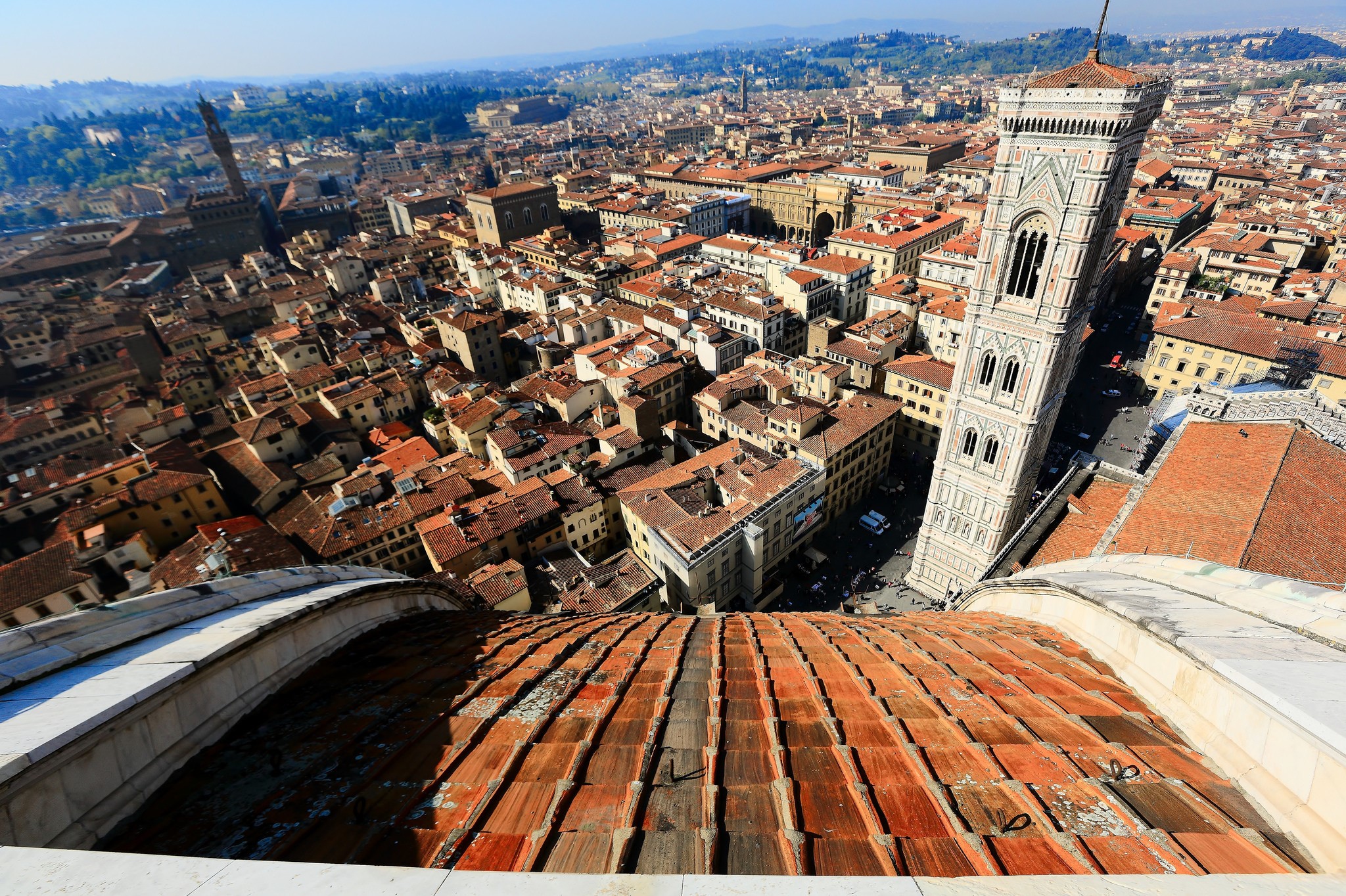 Florence Cathedral Bell Tower and Cityscape from Above HD Wallpaper