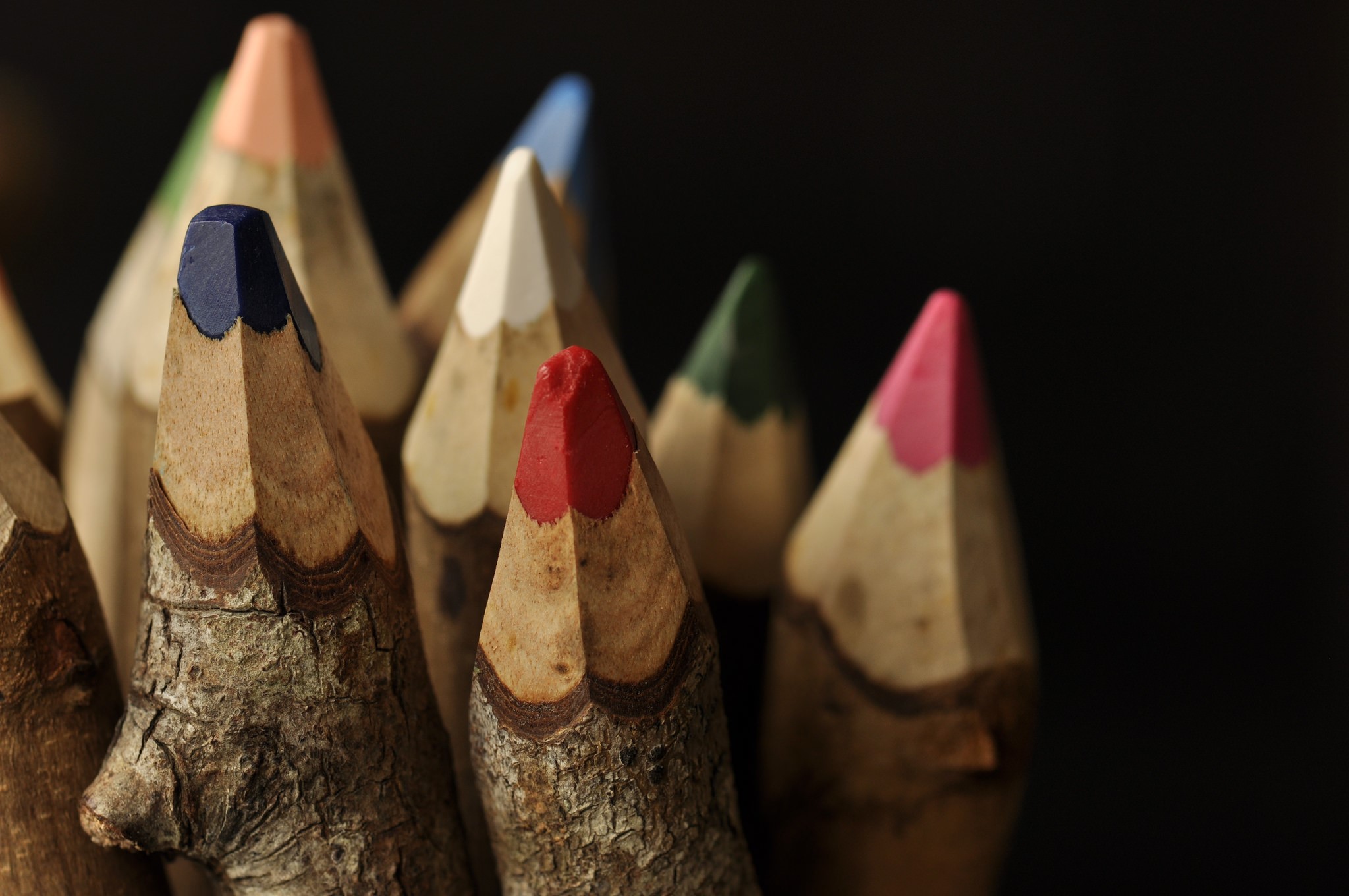 Close-up of colorful pencils on a black background HD Wallpaper