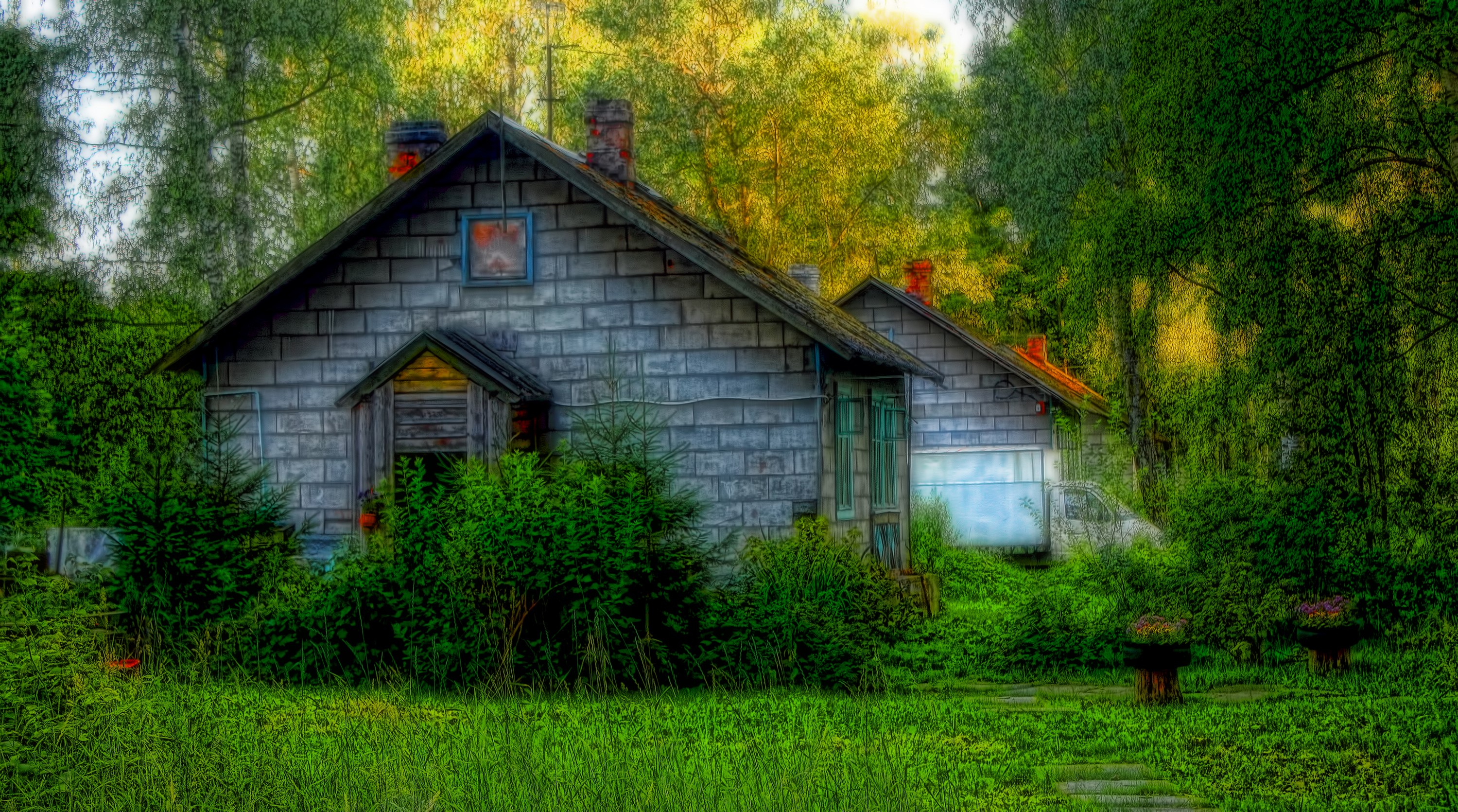Abandoned house in Pushkino, St. Petersburg, Russia HD Wallpaper