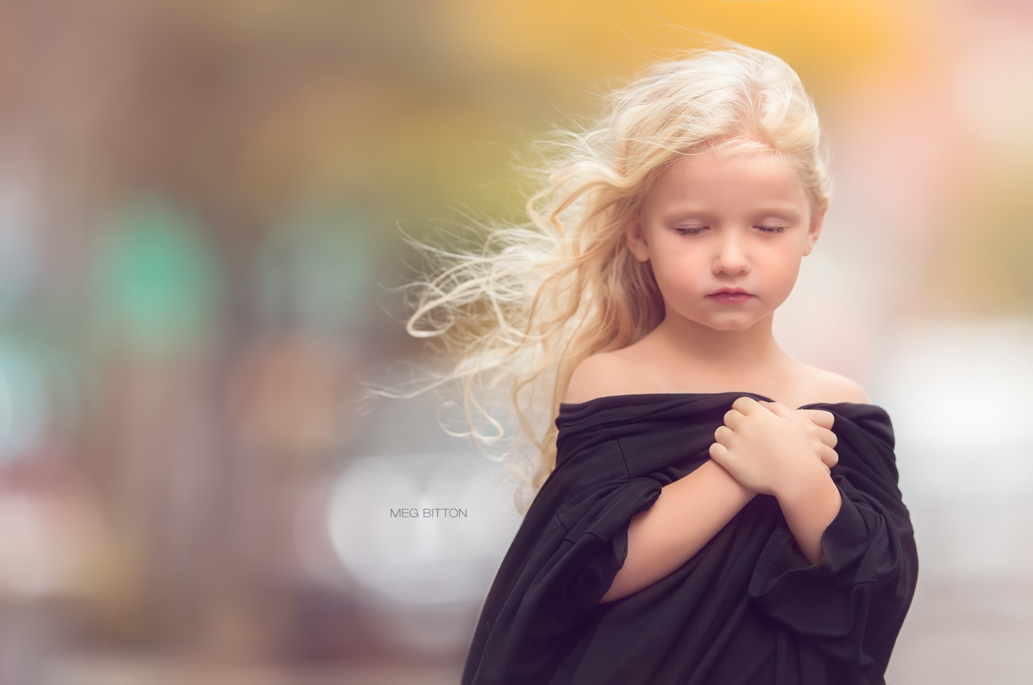 Blonde girl with eyes closed HD Wallpaper
