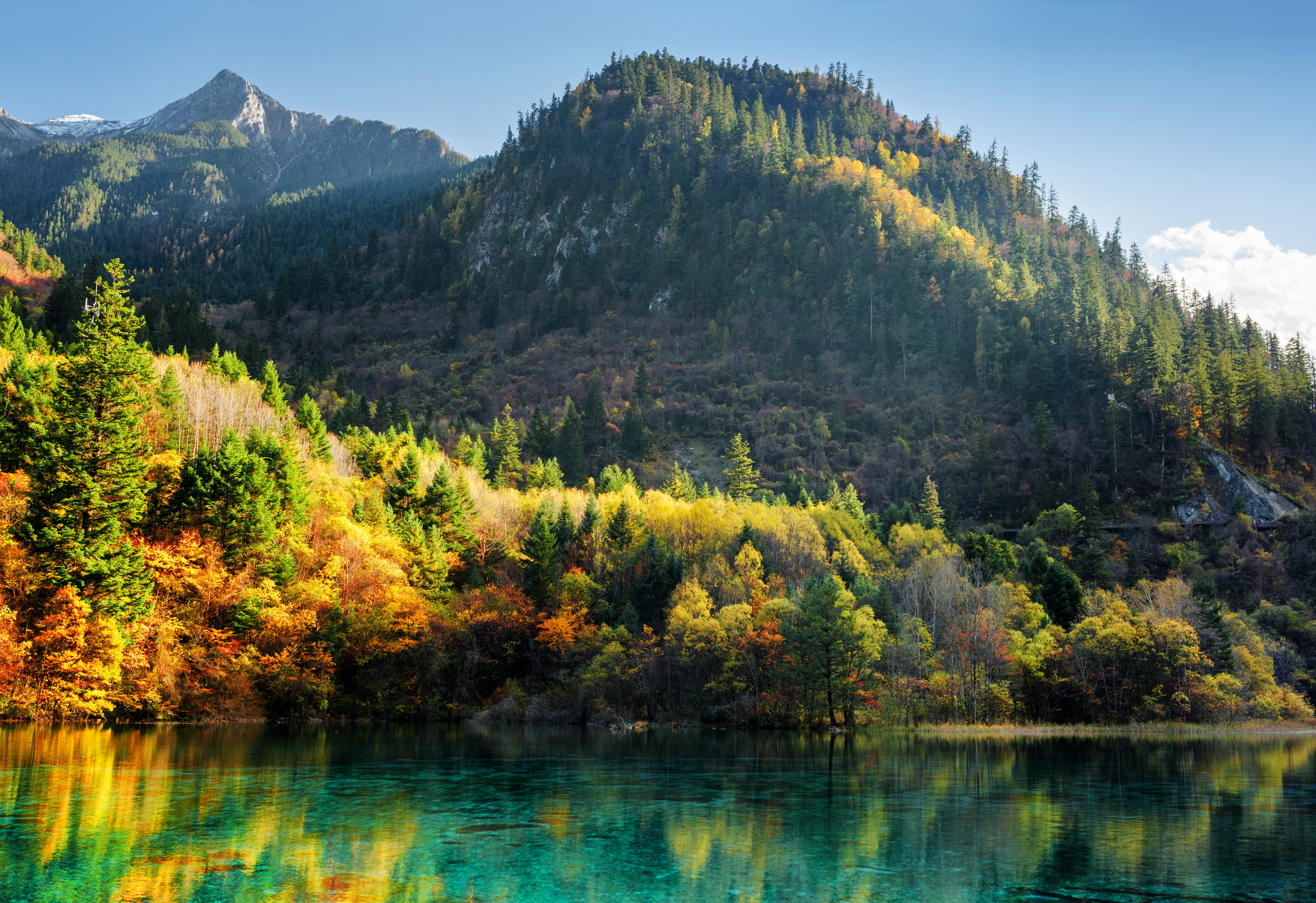 4K Jiuzhaigou Park Mountains Autumn Lake Scenery HD Wallpaper