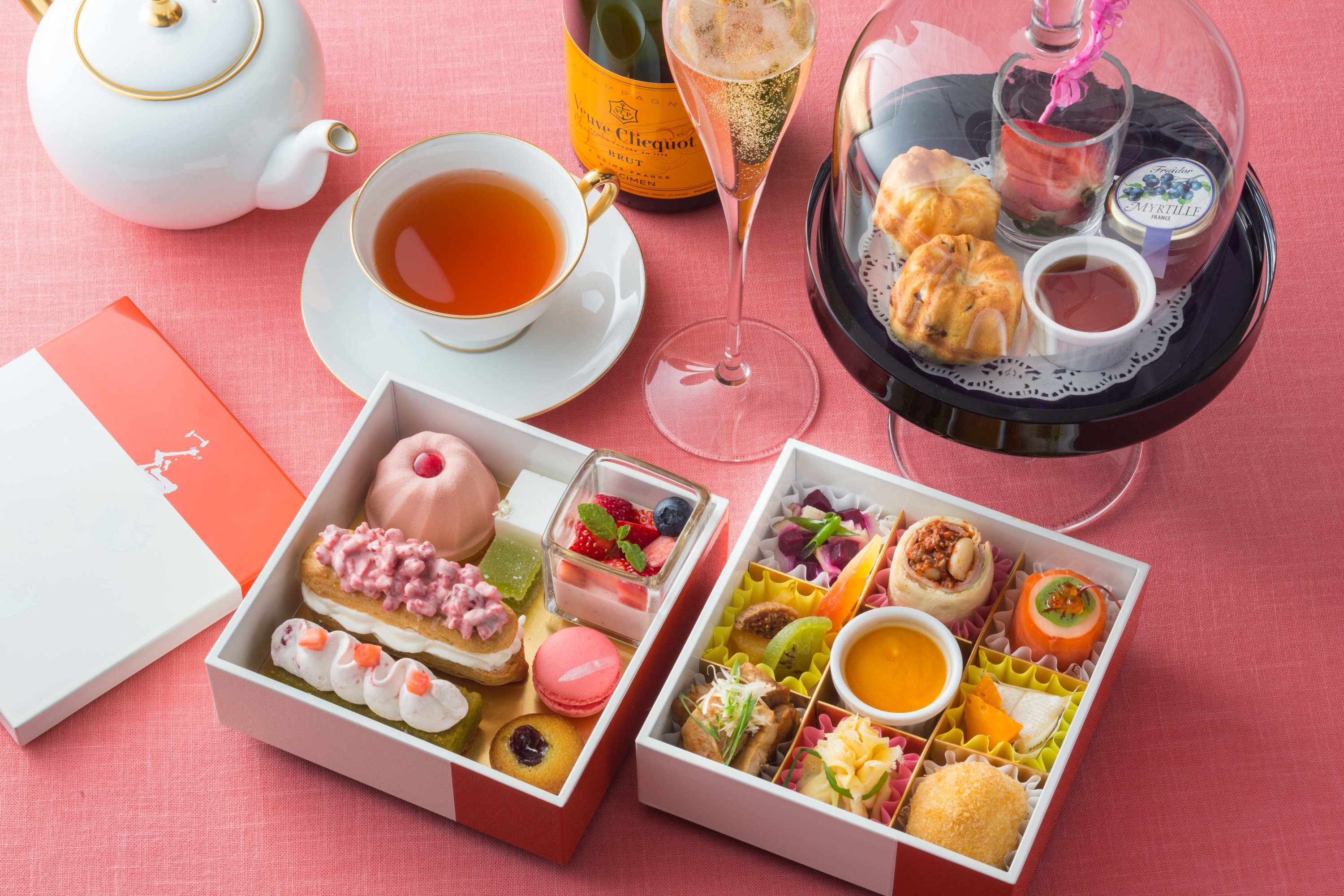 Afternoon Tea with Champagne and Desserts HD Wallpaper