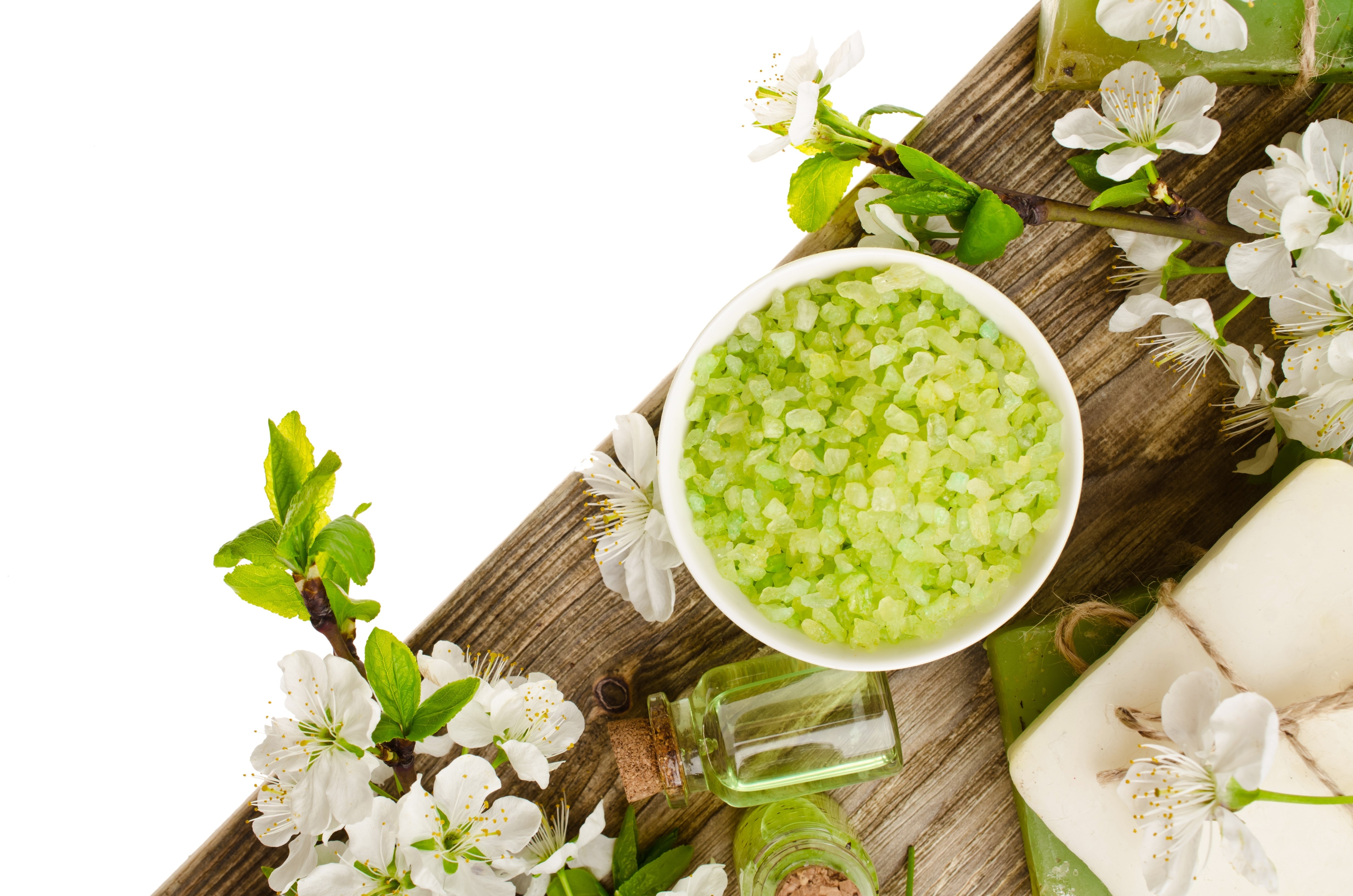 Spa salt and soap with flowers HD Wallpaper