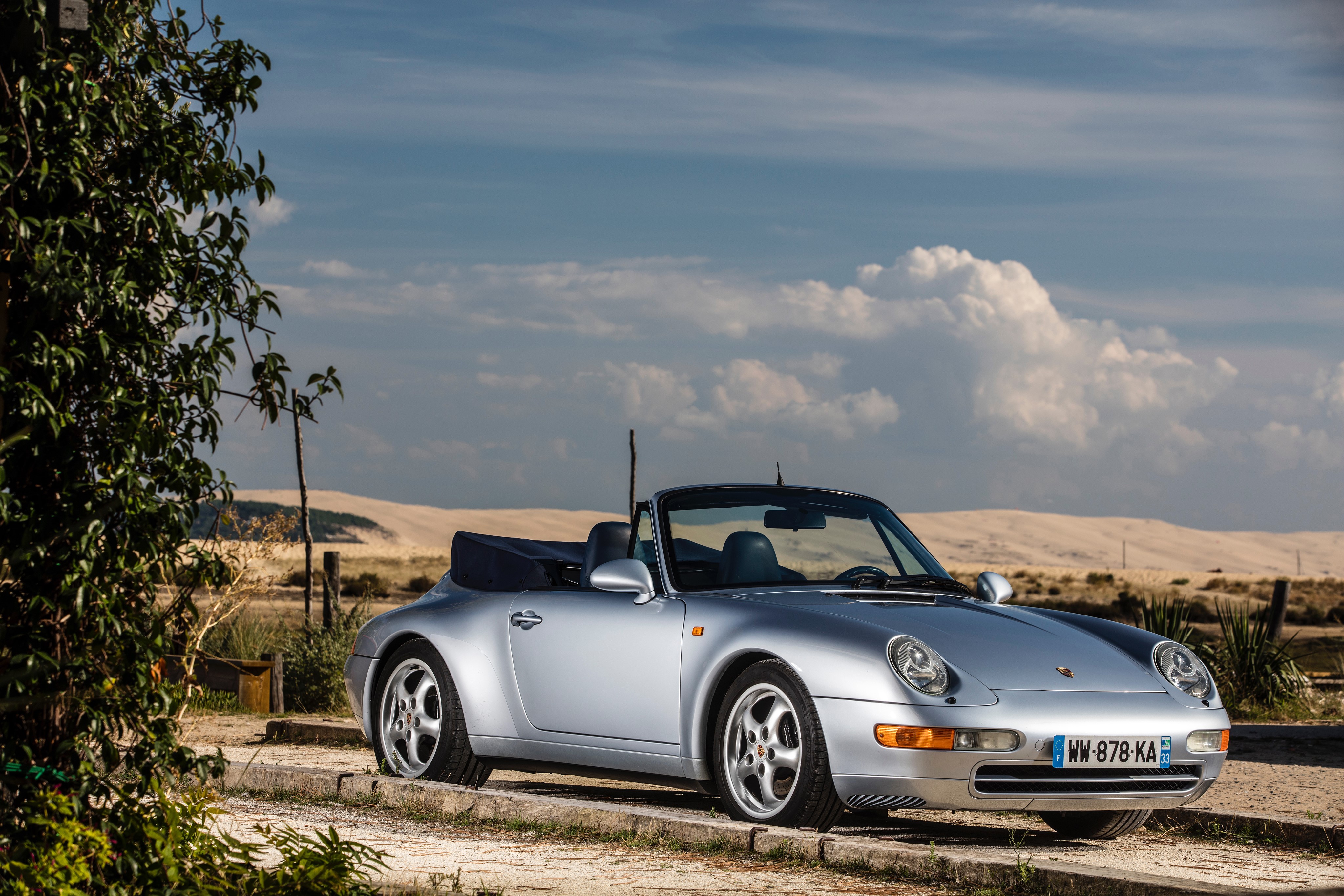 Silver 1994-98 Porsche 911 Carrera 3.6 Cabriolet HD Wallpaper