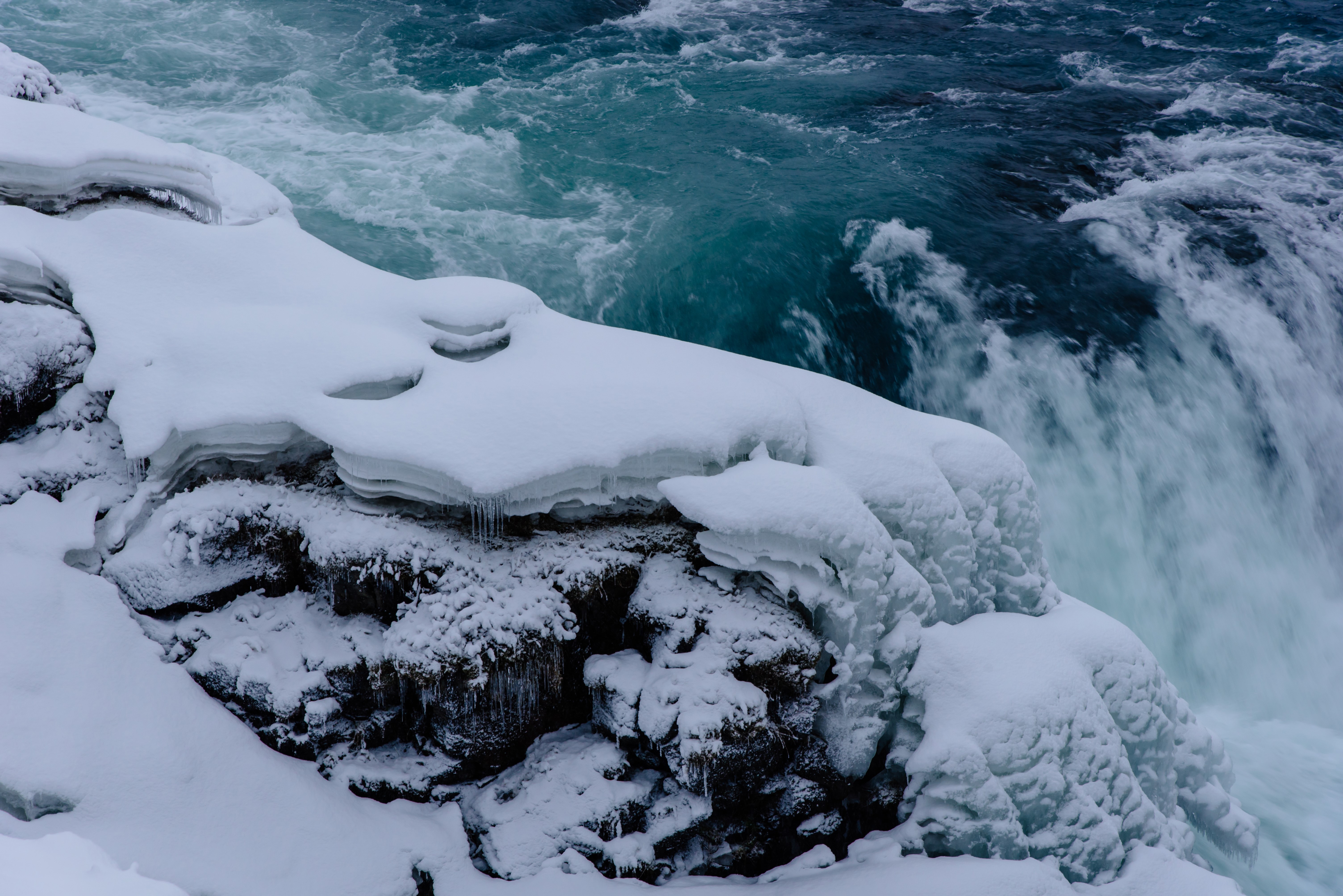 Snowy Waterfall in Iceland HD Wallpaper