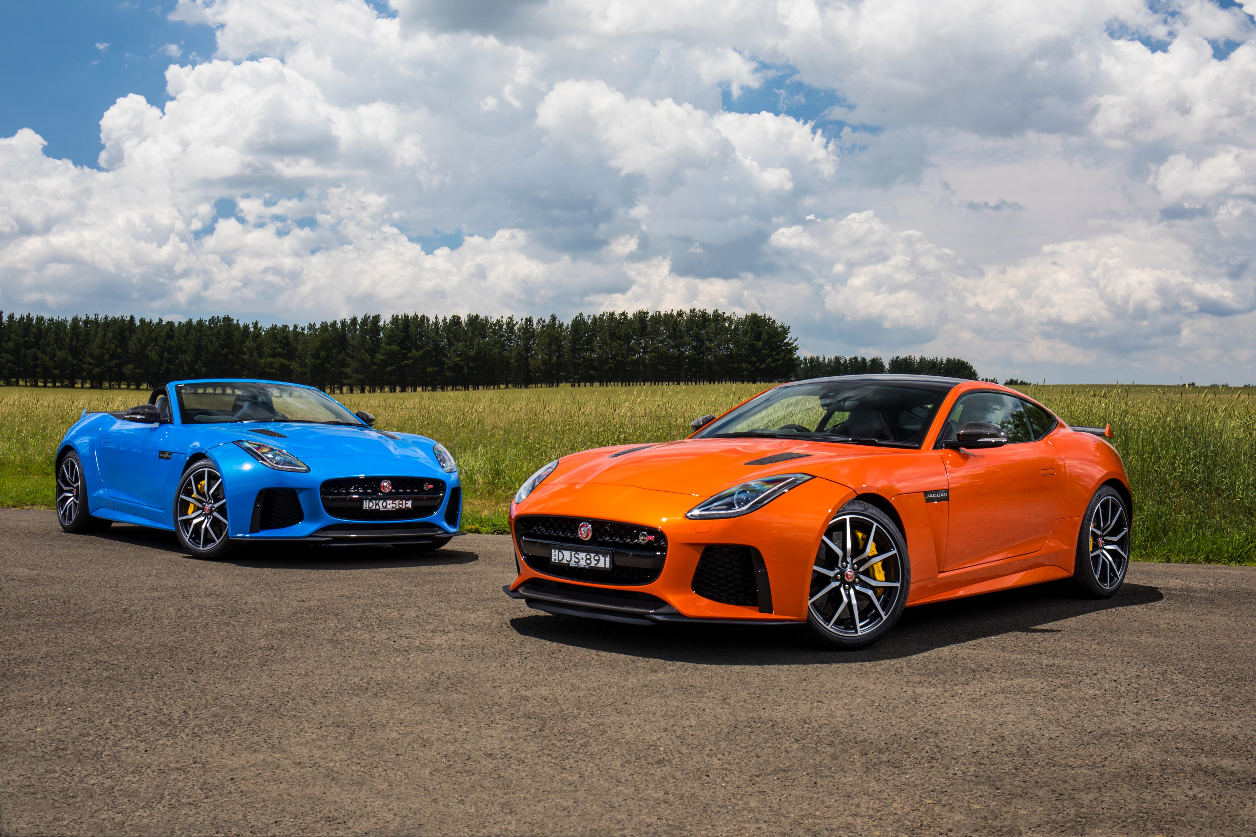 Two Jaguar F-Type SVR cars HD Wallpaper