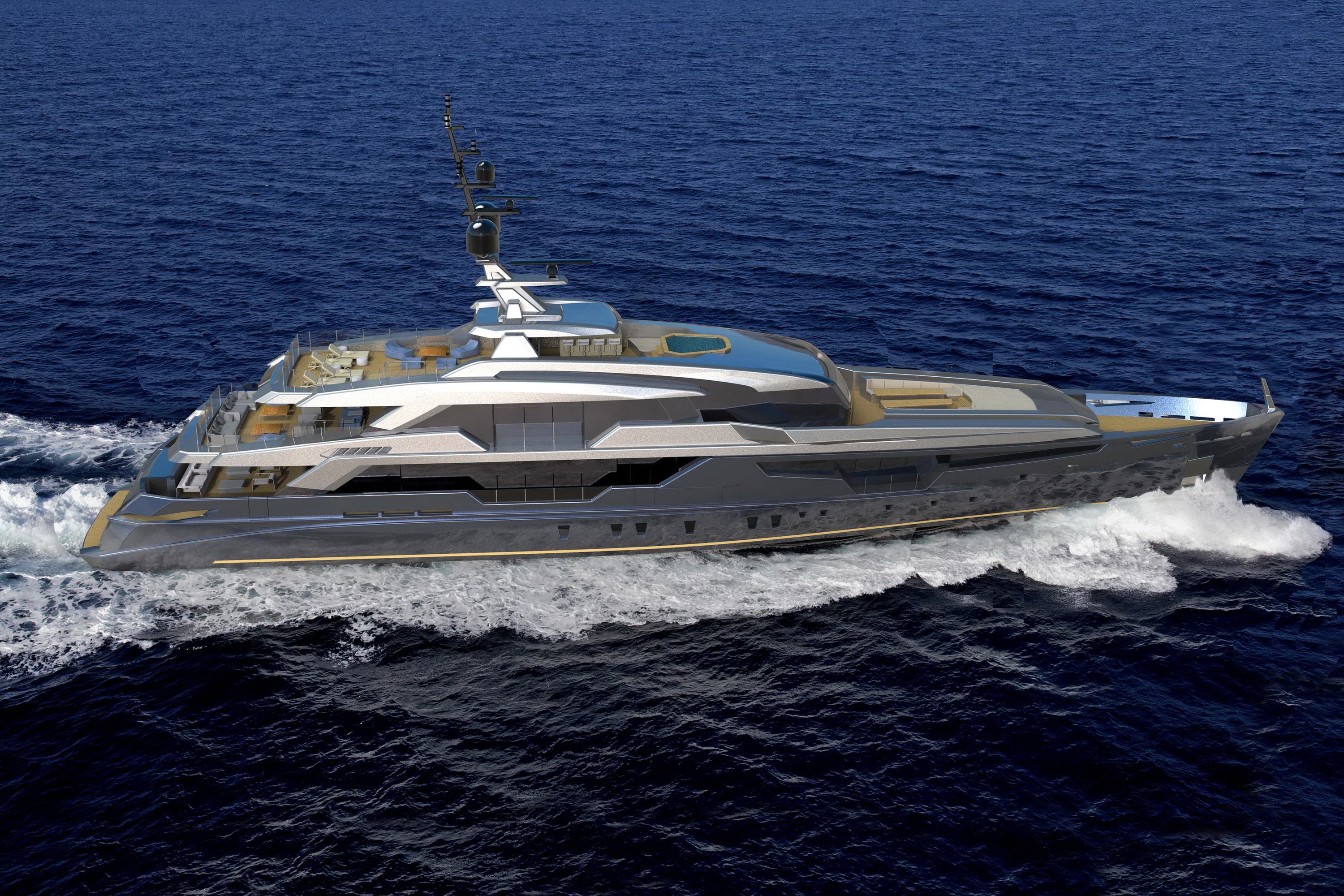 Luxury yacht sailing on the blue sea HD Wallpaper