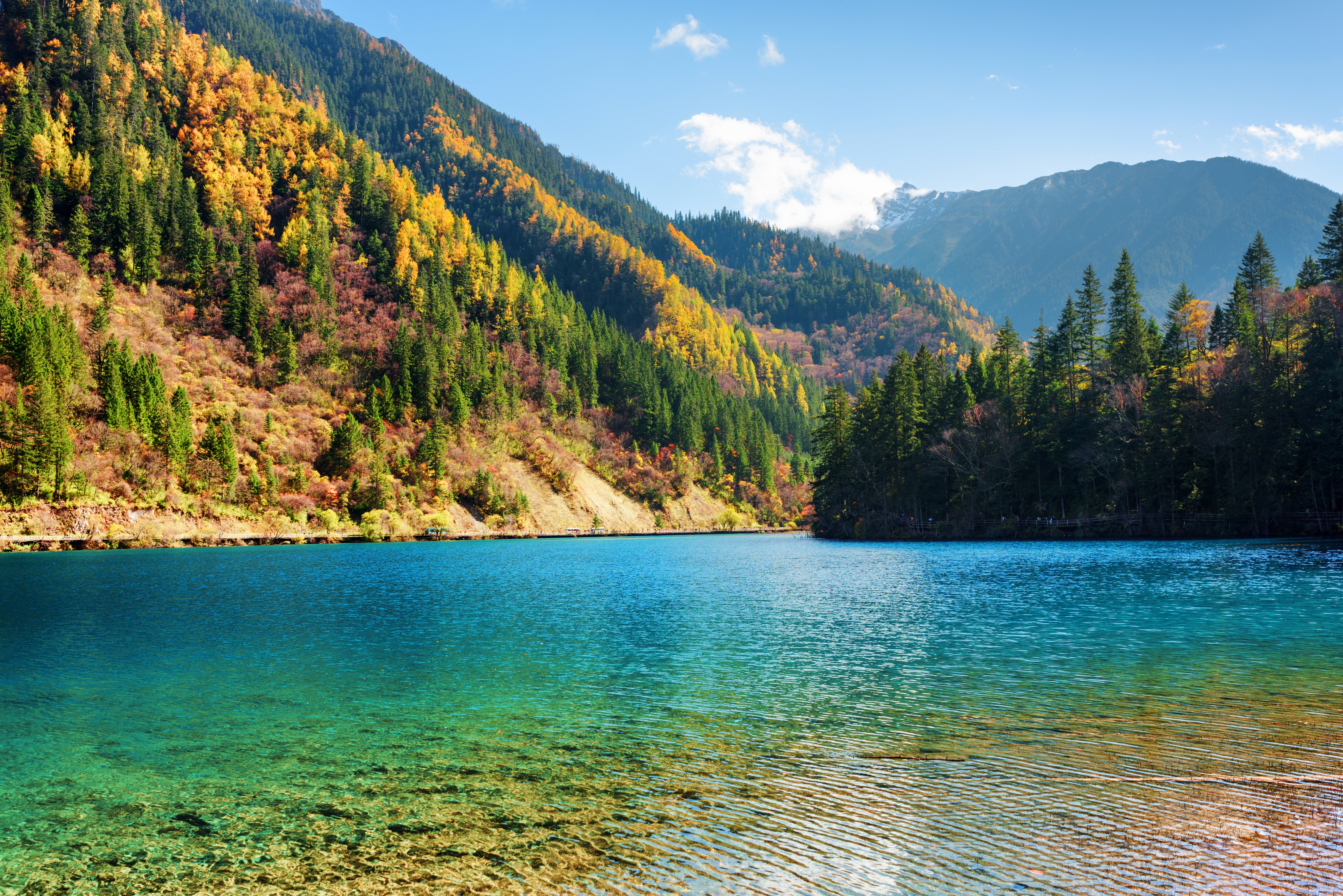 Autumn Scenery of Jiuzhaigou Park Lake in China HD Wallpaper