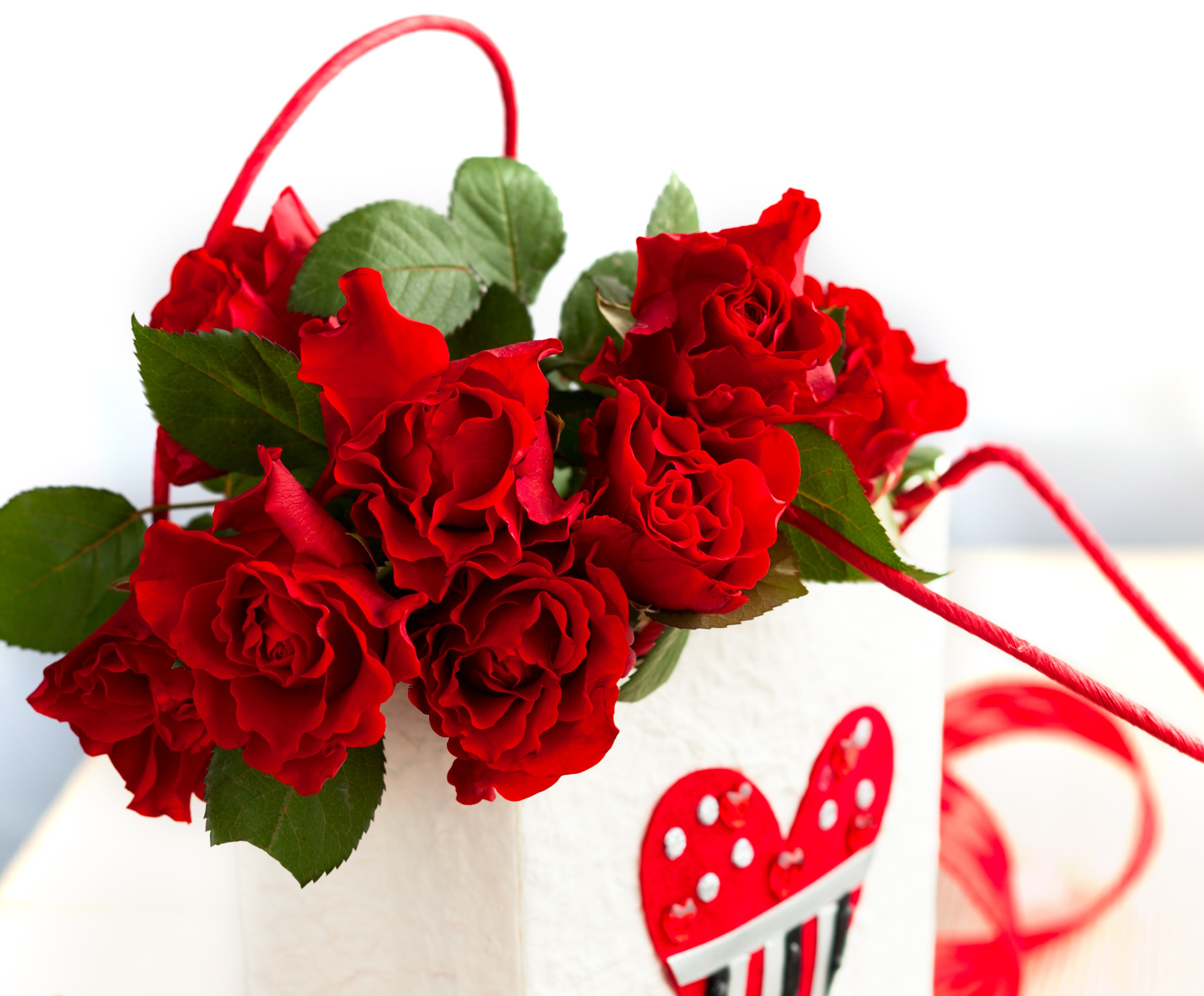 Red Roses in a Decorative Box HD Wallpaper