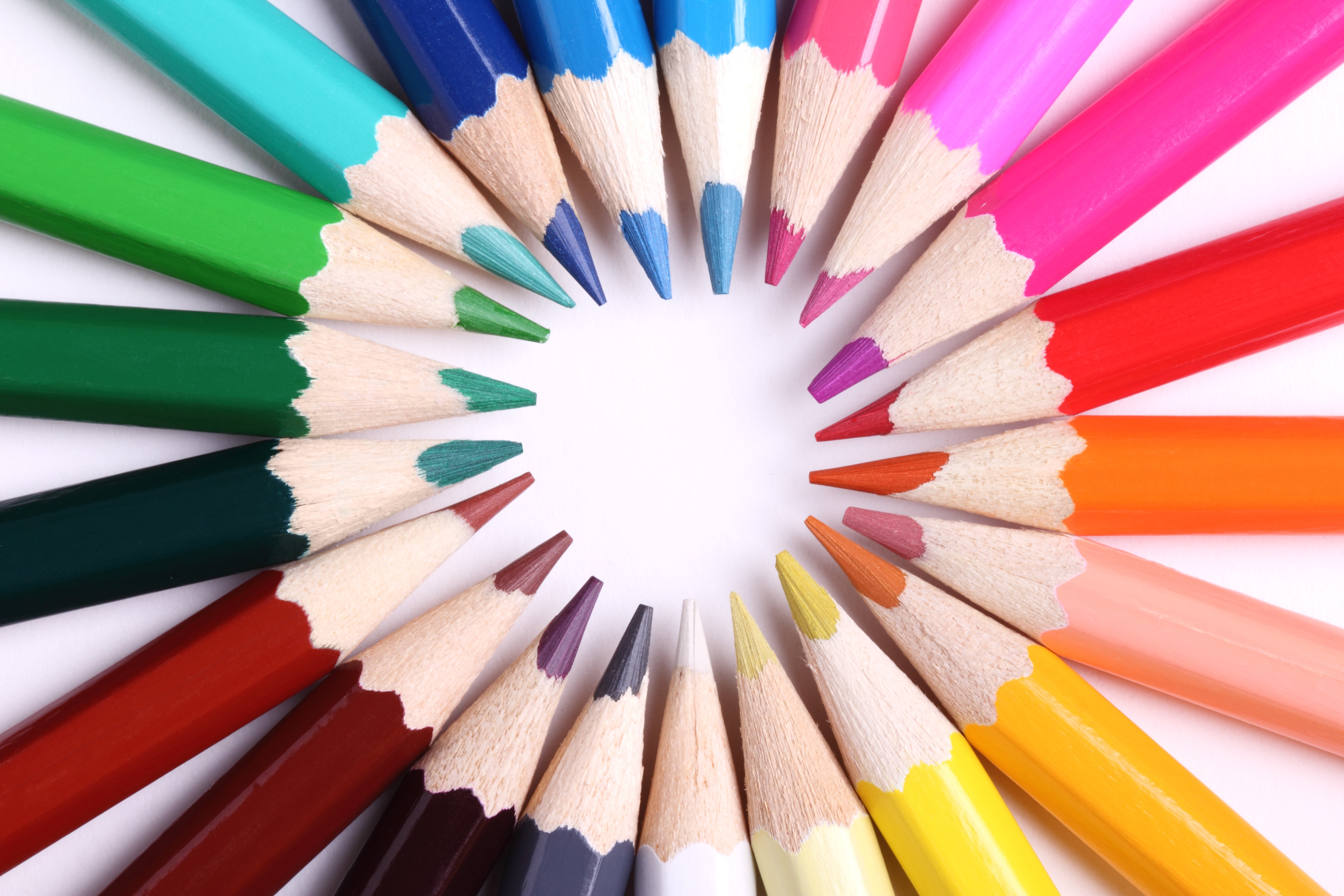 Circle of Multicolor Pencils HD Wallpaper