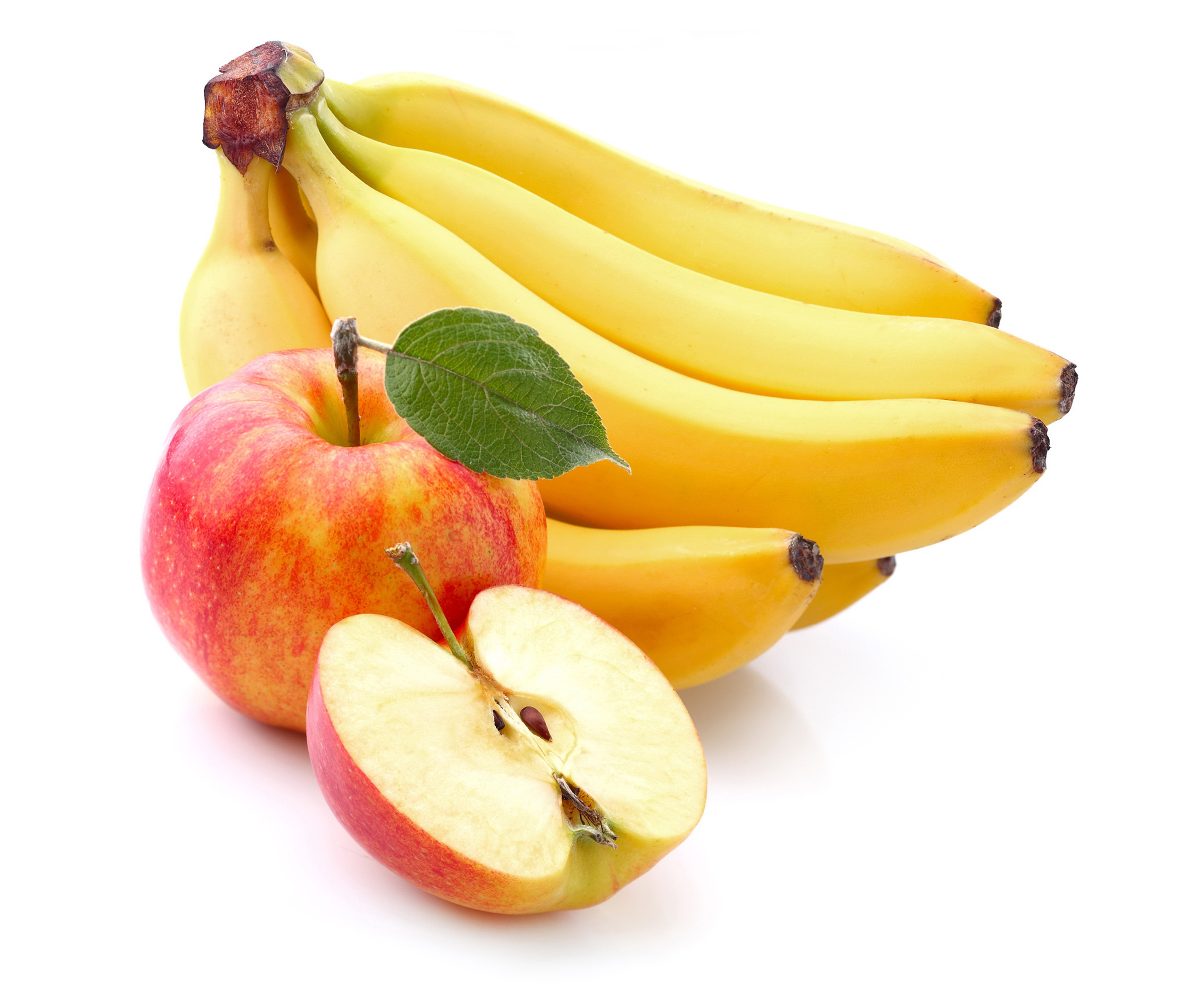 Fruit Bananas Apples Closeup White Background HD Wallpaper Rare 