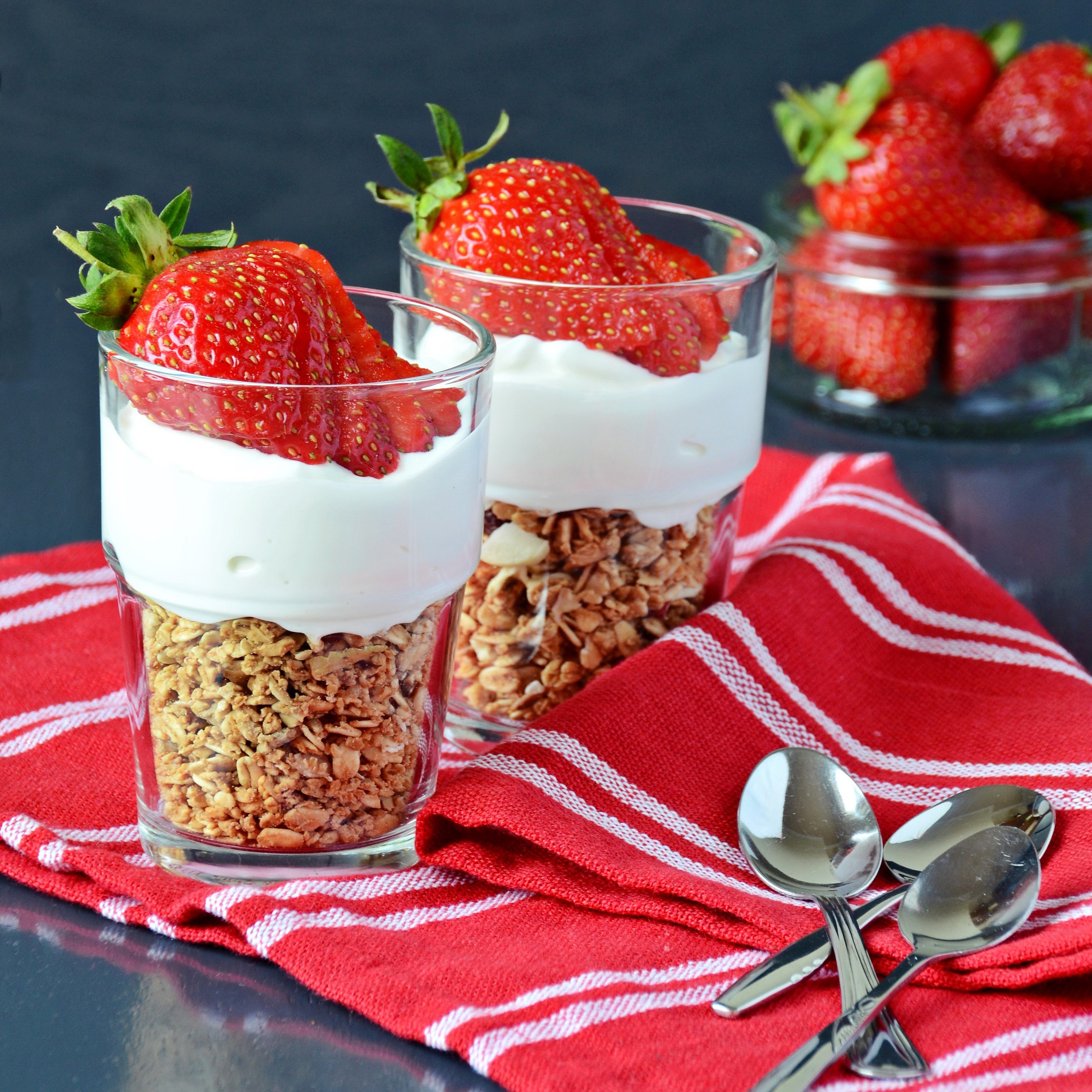 Strawberry Yogurt Parfait with Granola HD Wallpaper