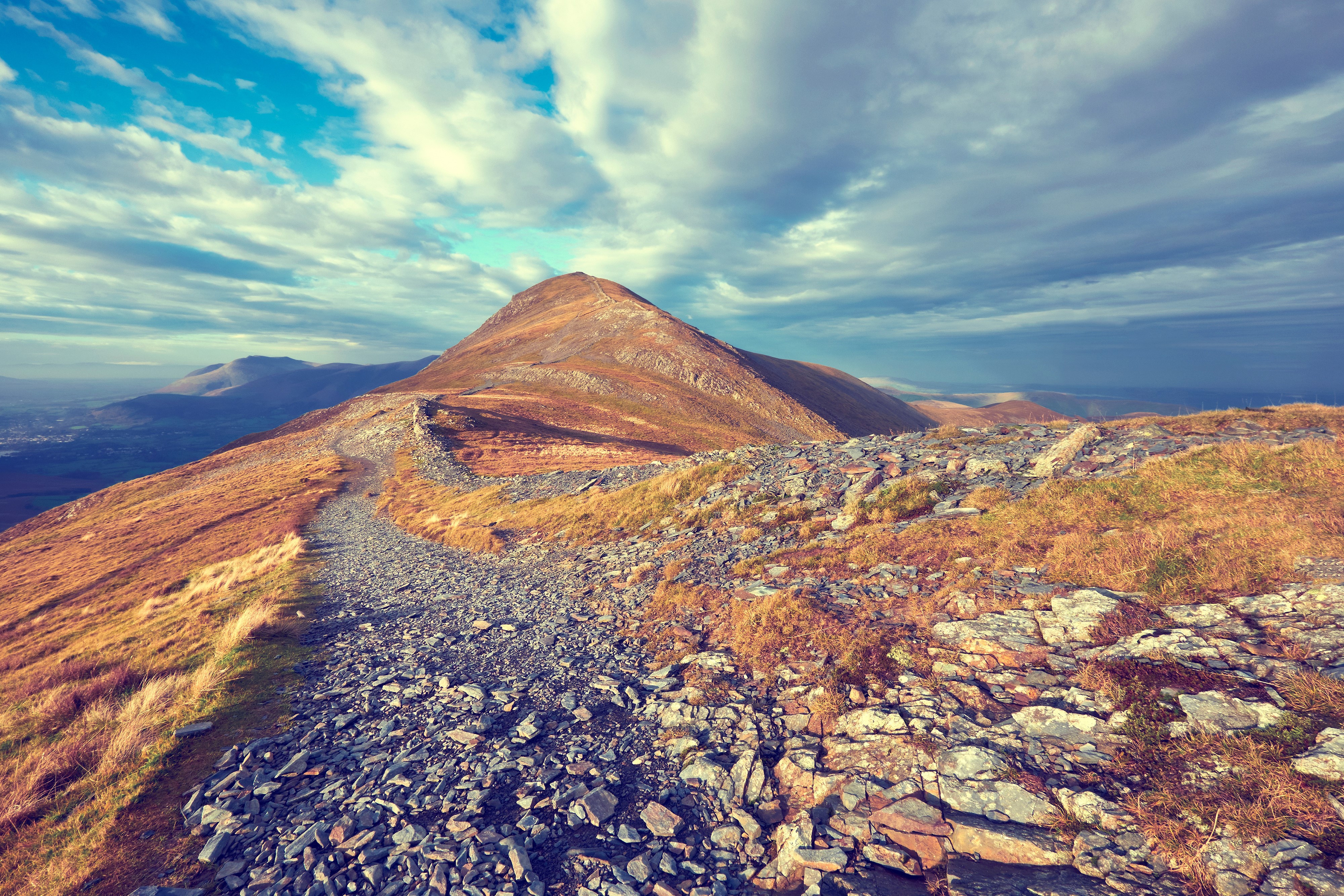 4K Mountains with Sky and Clouds HD Wallpaper
